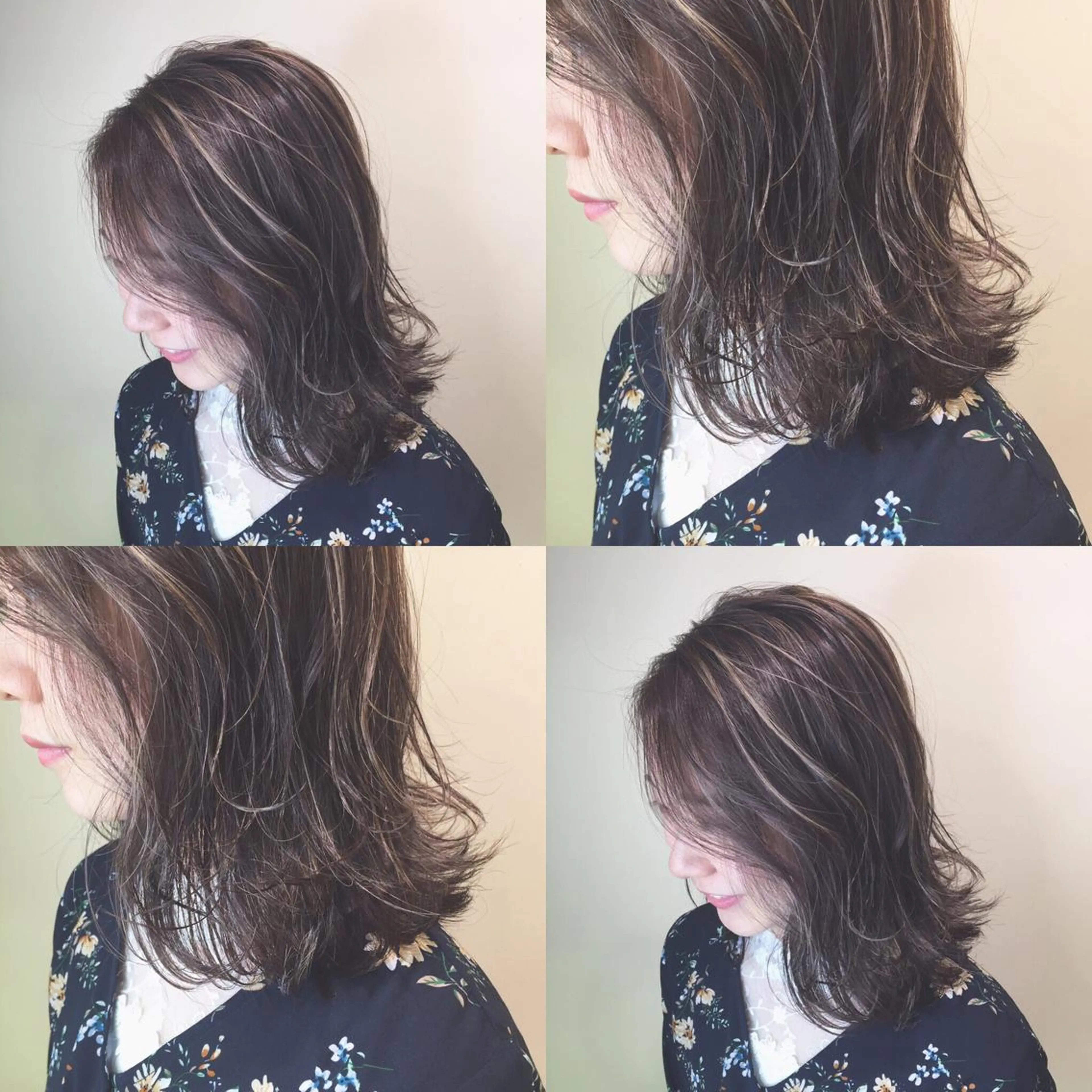 セミロング カラー ハイライトカラー 3Dハイライト ハイライト 縮毛矯正 トリートメント 🌻Insta指名 NO.1🌻Shoのヘアスタイル