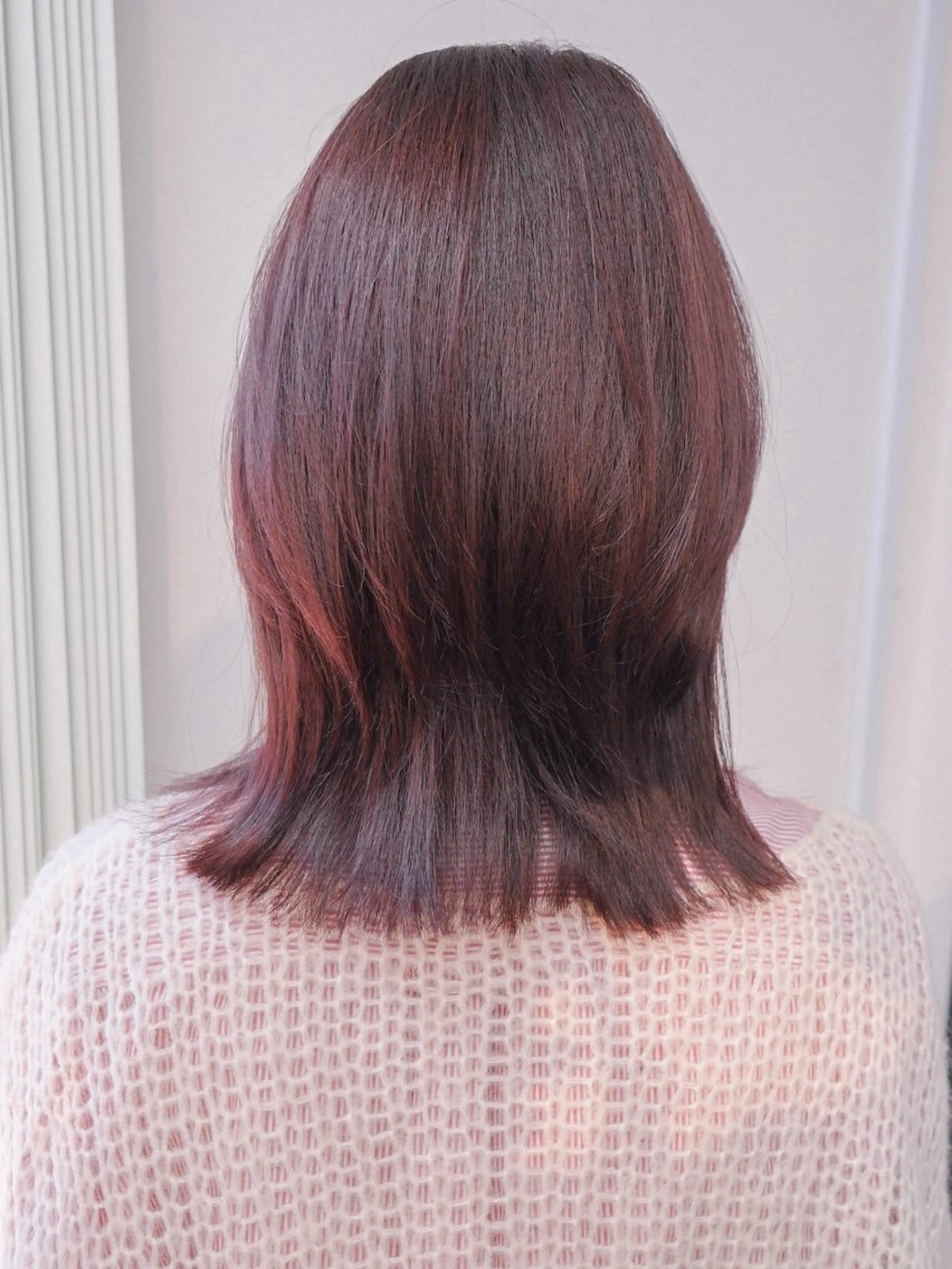 ミディアム ピンクブラウン レイヤーカット ヘアカラー ボブ/ミディアム 親しみやすさ/さくらのヘアスタイル