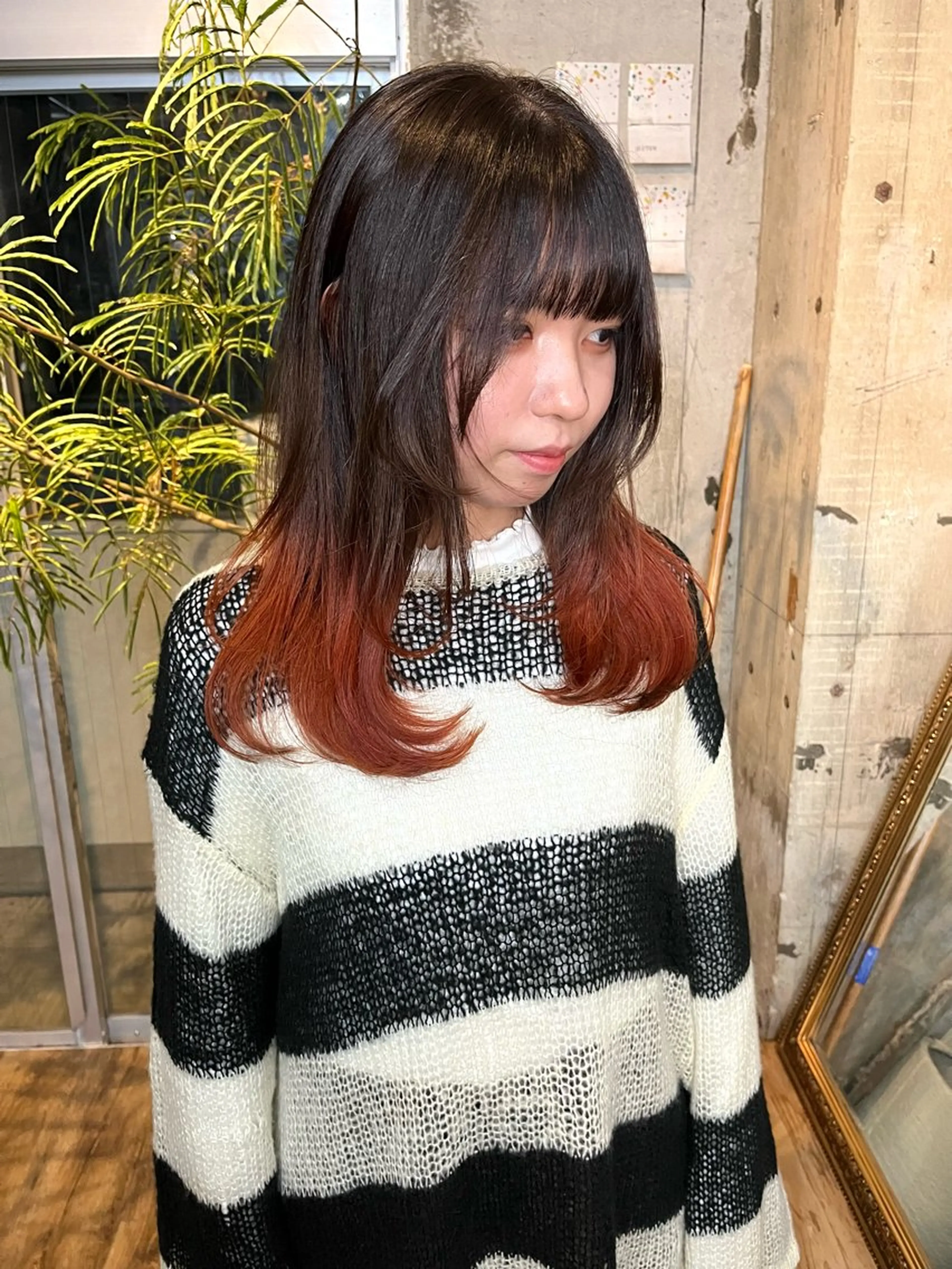 ロング カラー オレンジ カット ヘアカラー ﾊｲﾄｰﾝ/ｼｮｰﾄ 村上淳乃🐥のヘアスタイル