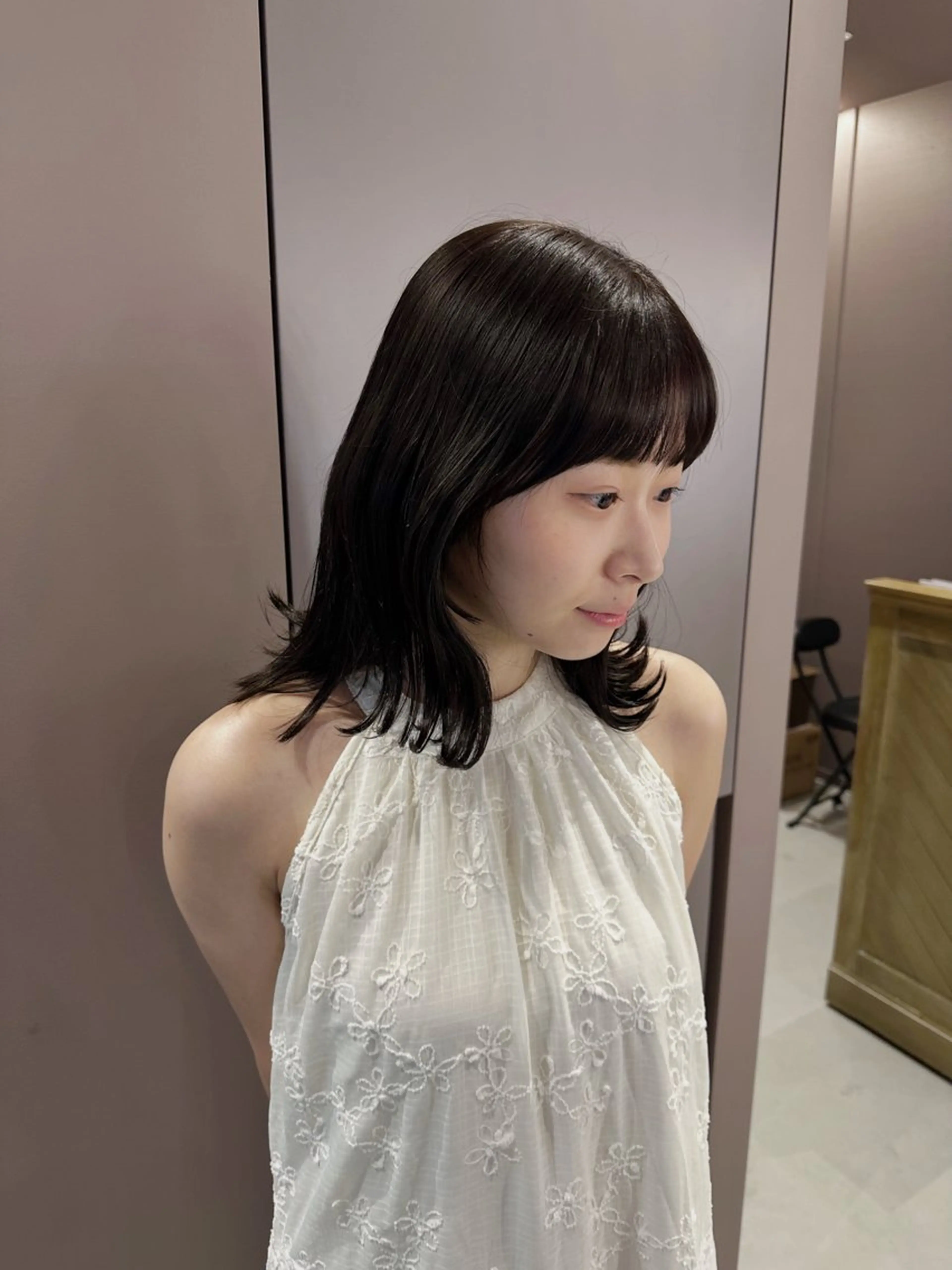 ミディアム カラー ベージュカラー ブリーチ カット ヘアカラー ボブ/艶カラー /misako🧺のヘアスタイル