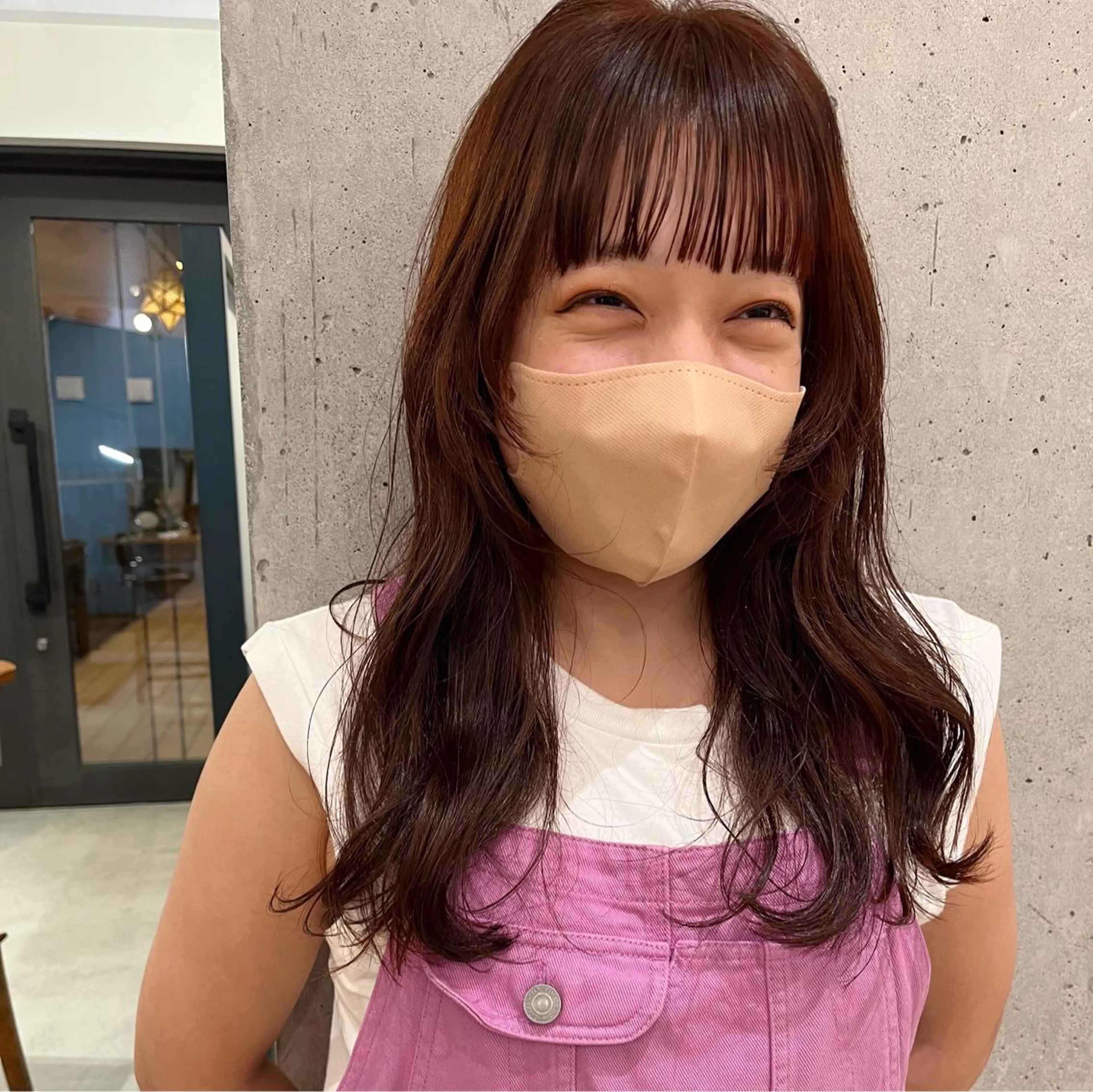 セミロング カラー オレンジ 暖色/パーマ 🌼クニトウメイのヘアスタイル