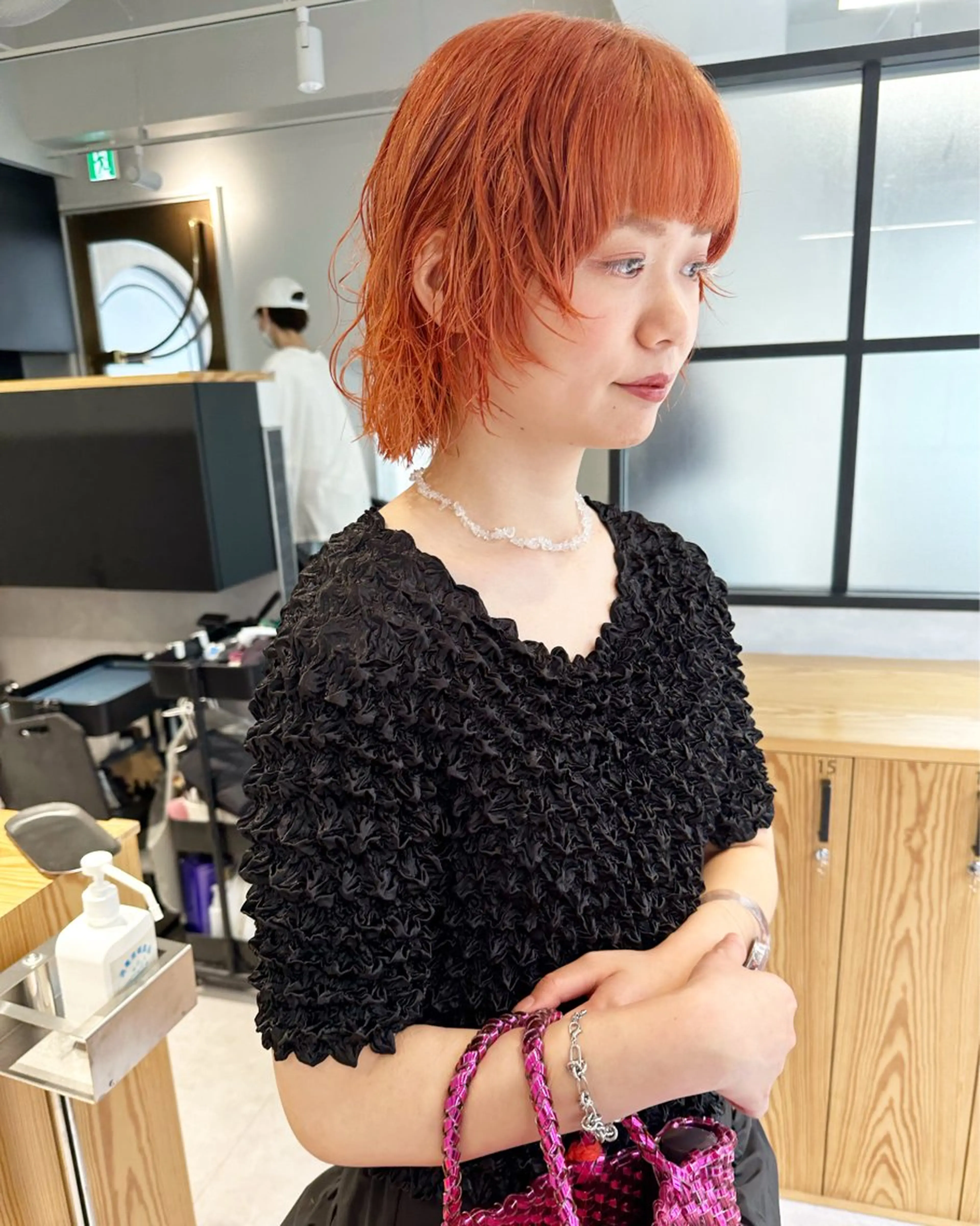 ショート カラー ブリーチ オレンジ ラベンダーカラー＆ ミルクティー太田のヘアスタイル