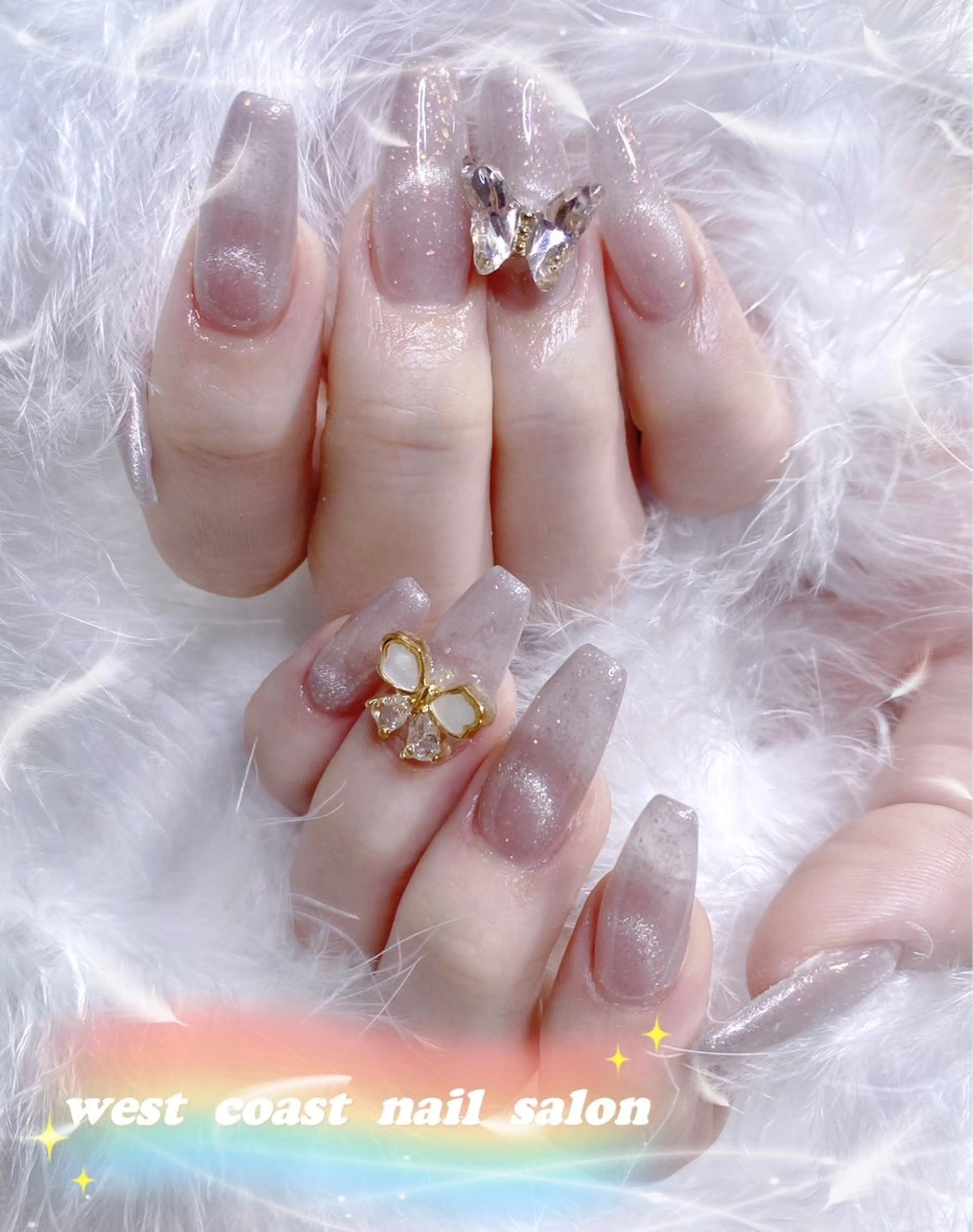 ネイル マグネットネイル リボン、ガーリー パーツ放題専門店のネイルデザイン