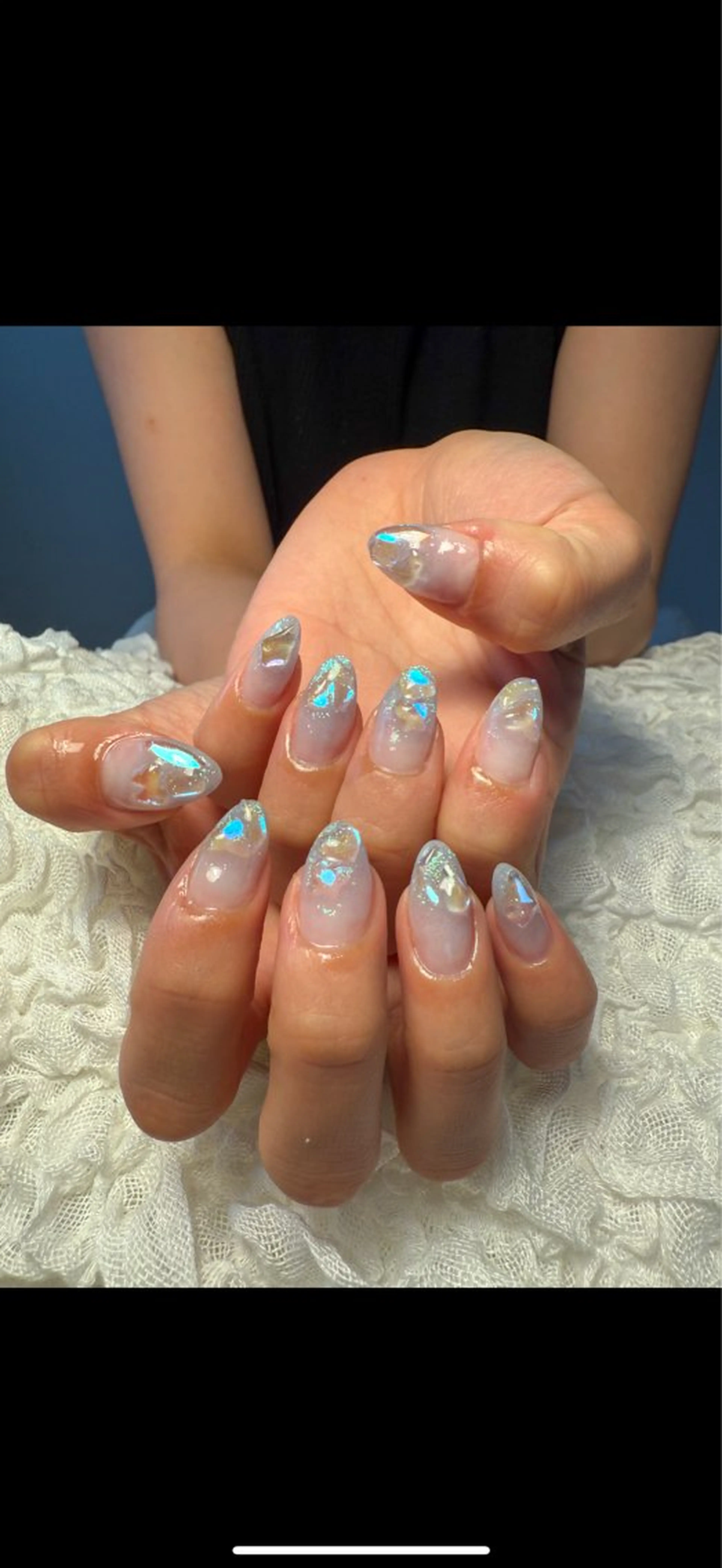 ネイル オーロラネイル ブルー グラデーション キラキラネイル ラメ(グリッター) ハンドネイル nail salon Estelleのネイルデザイン