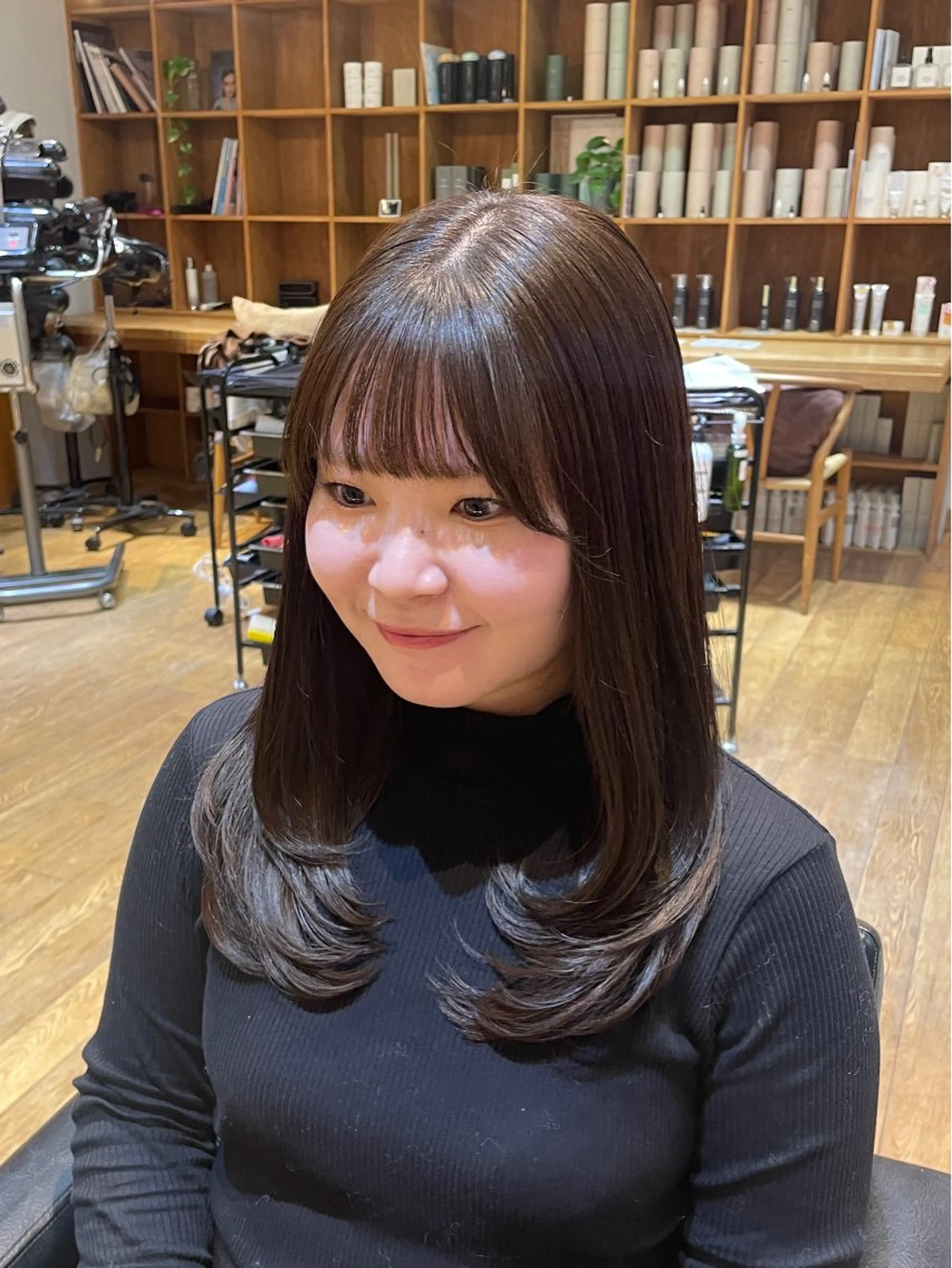 セミロング カラー ベージュカラー 透明感カラー レイヤーカット カット ヘアカラー トリートメント 縮毛矯正/レイヤー /ひかるのヘアスタイル