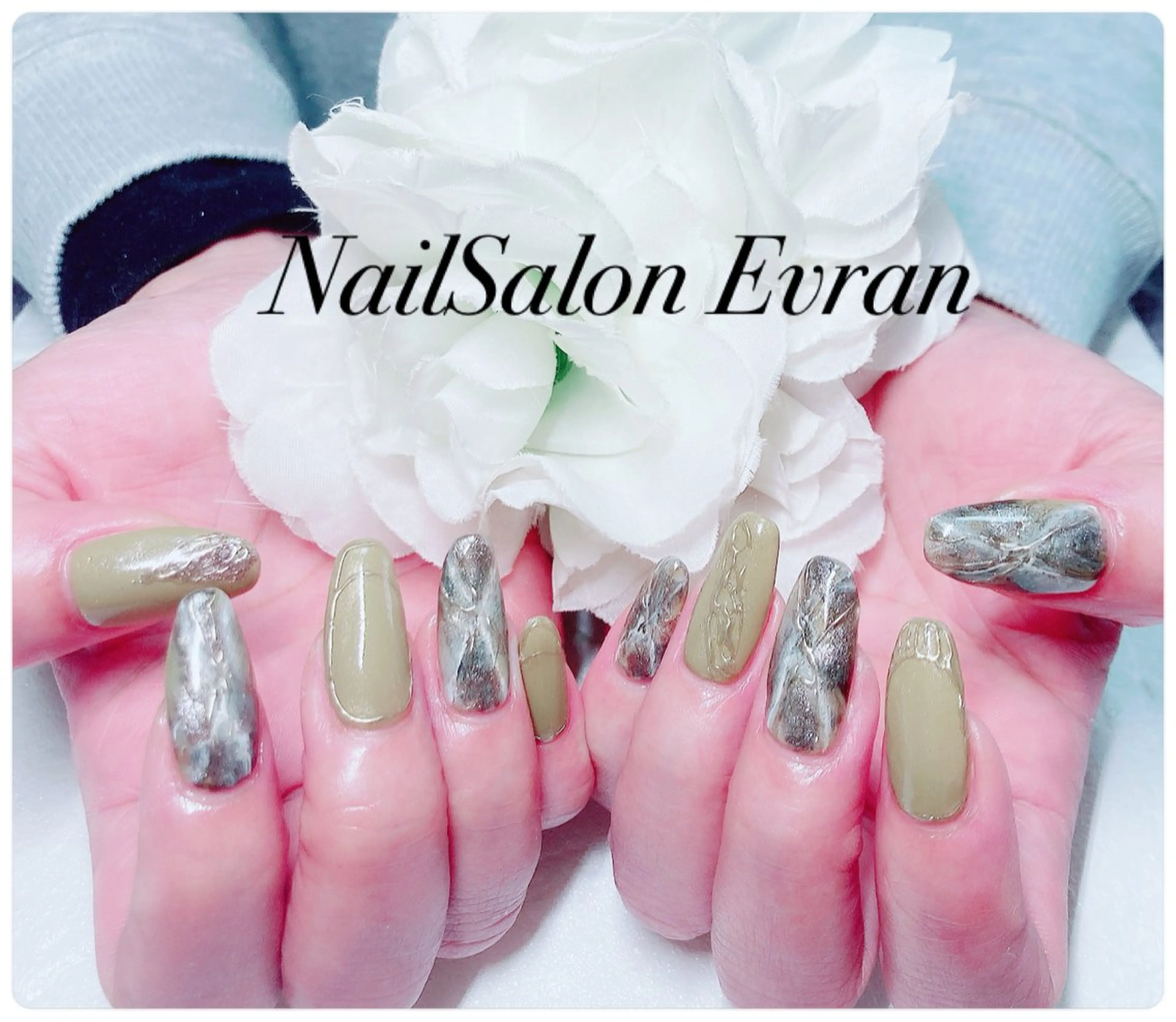 ネイル アートネイル フレンチネイル マグネットネイル 大理石ネイル(マーブル) 持ち込み ハンドネイル Nail salon Evranのネイルデザイン
