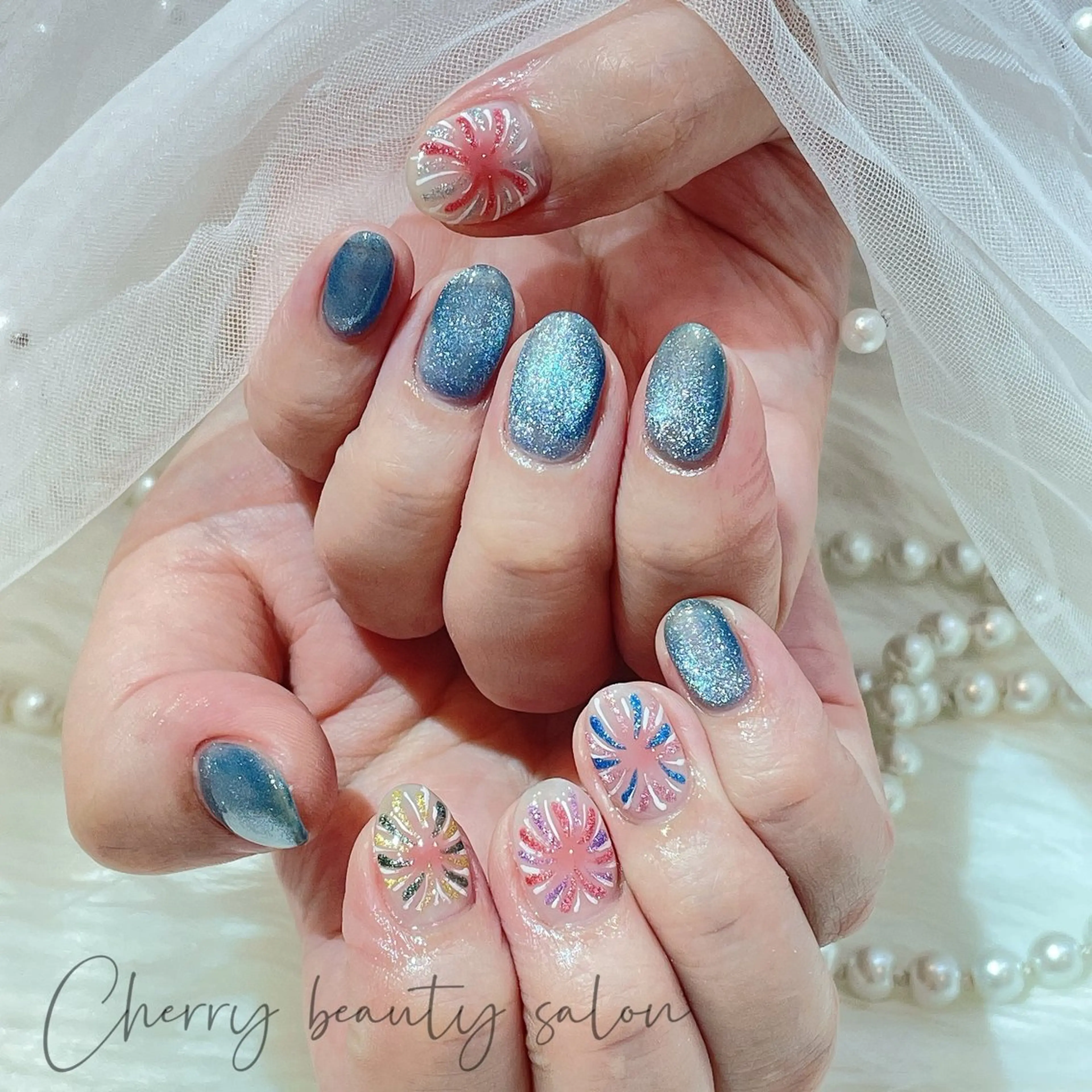 ネイル アートネイル フットネイル ジェルネイル キラキラネイル 韓国ネイル SAKURA 🍒のネイルデザイン