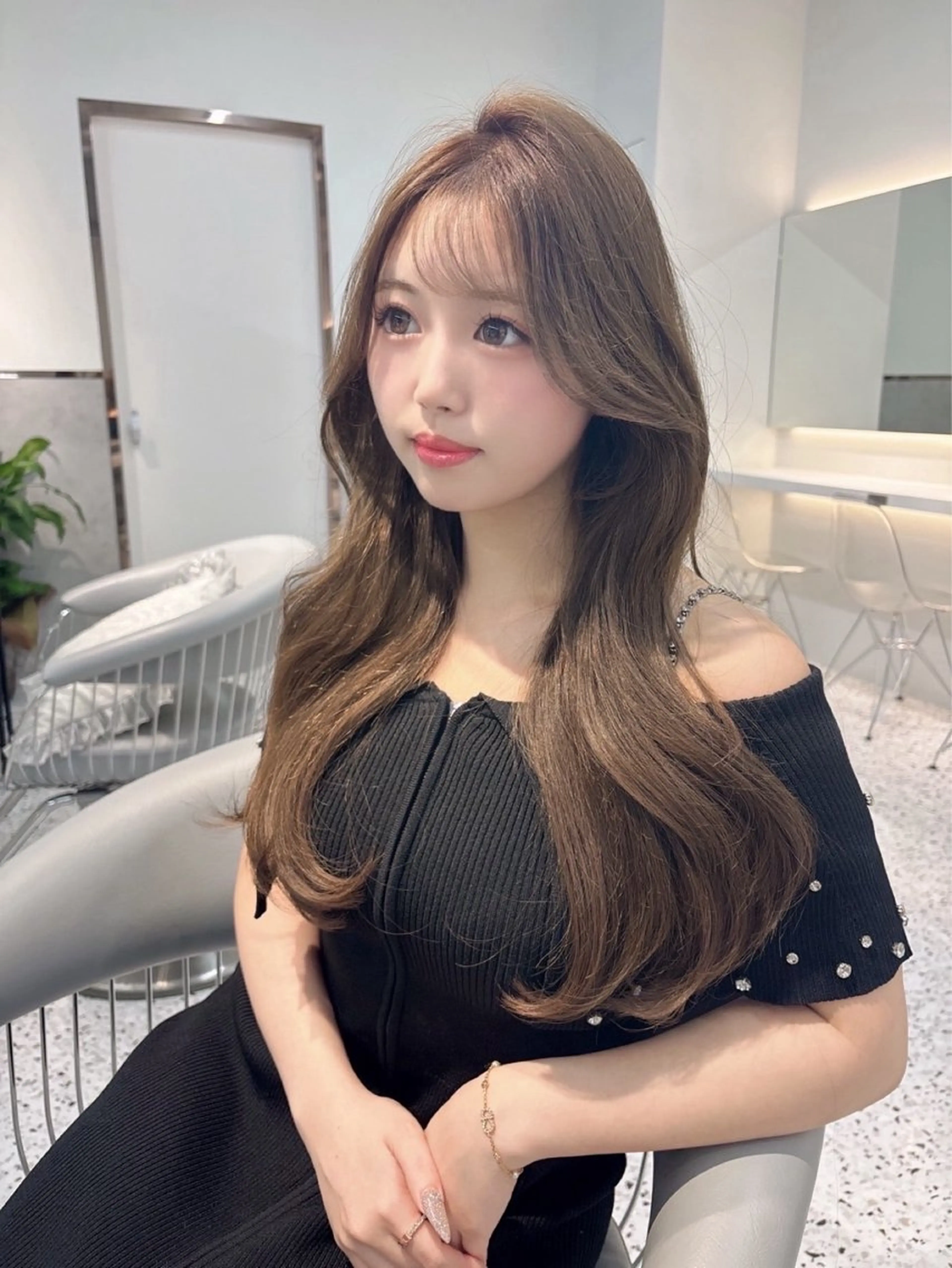 ロング カラー カット ヘアカラー トリートメント 髪質改善×韓国ヘアサロン Role 博多【ロール】所属・yui🎀ブリーチ なしWカラー／博多のヘアスタイル