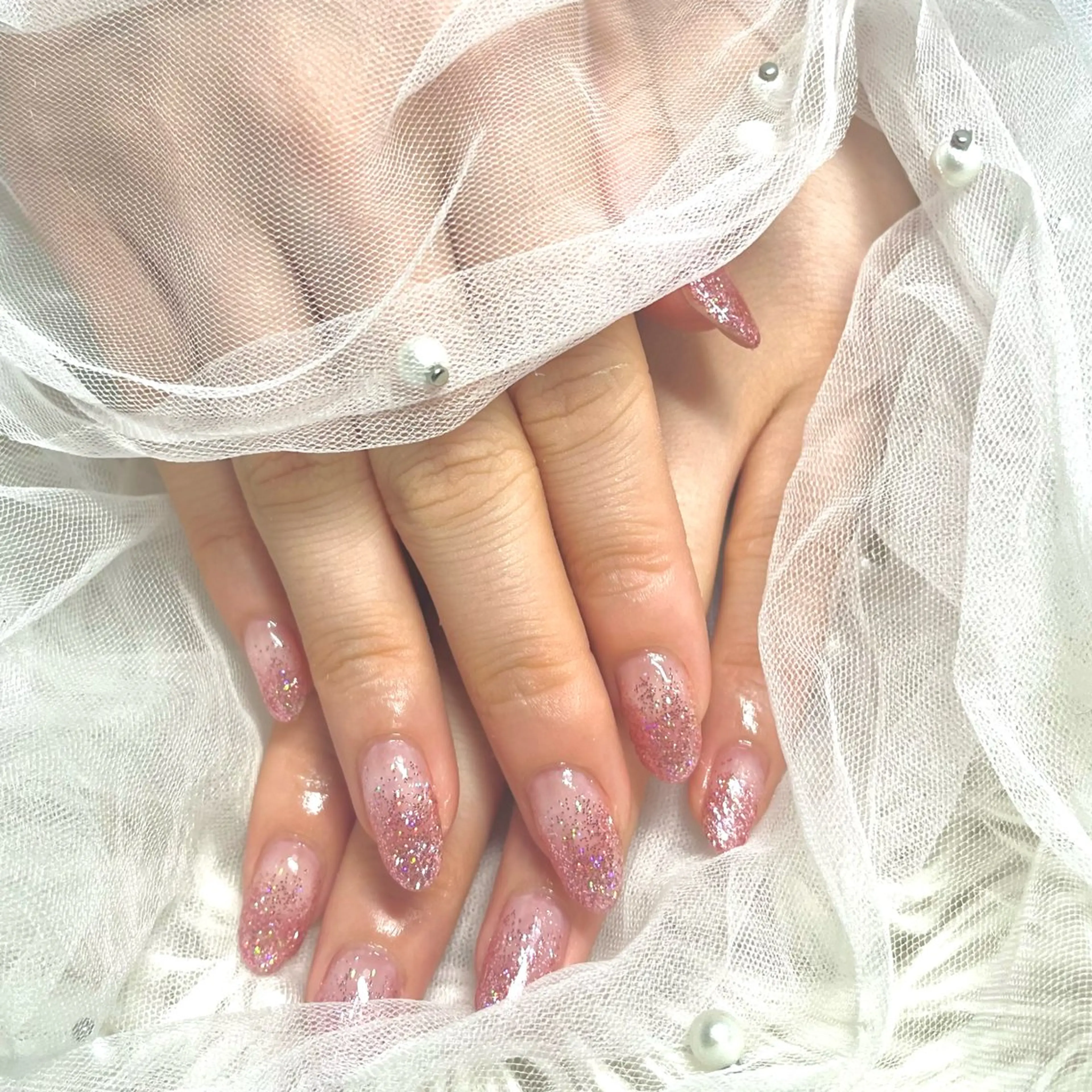 ネイル グラデーション キラキラネイル ラメ(グリッター) ラメグラデーション ピンク cerisier 坂本のネイルデザイン