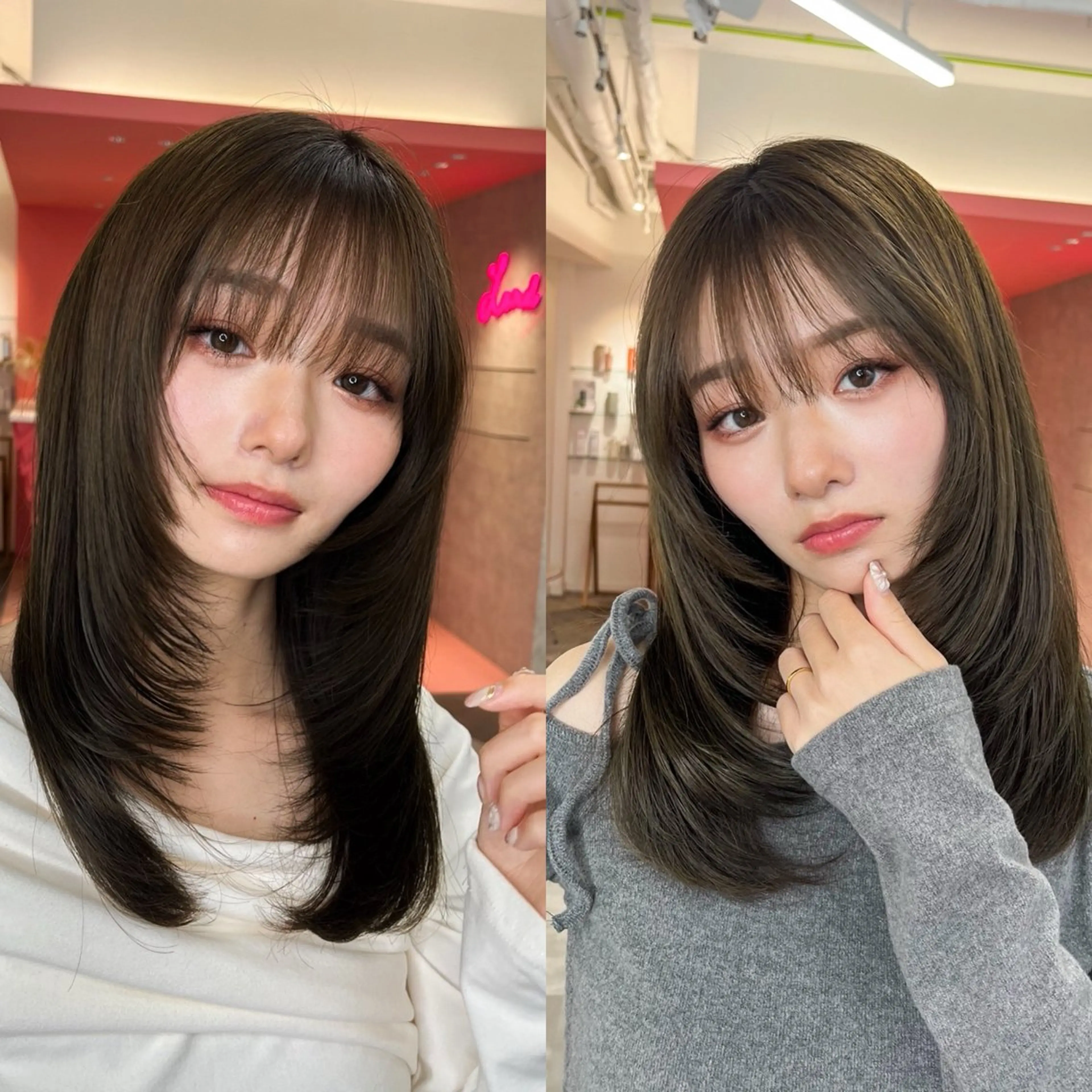 ミディアム カラー 似合わせカット 山崎/ボブ縮毛矯正 レイヤー髪質改善のヘアスタイル