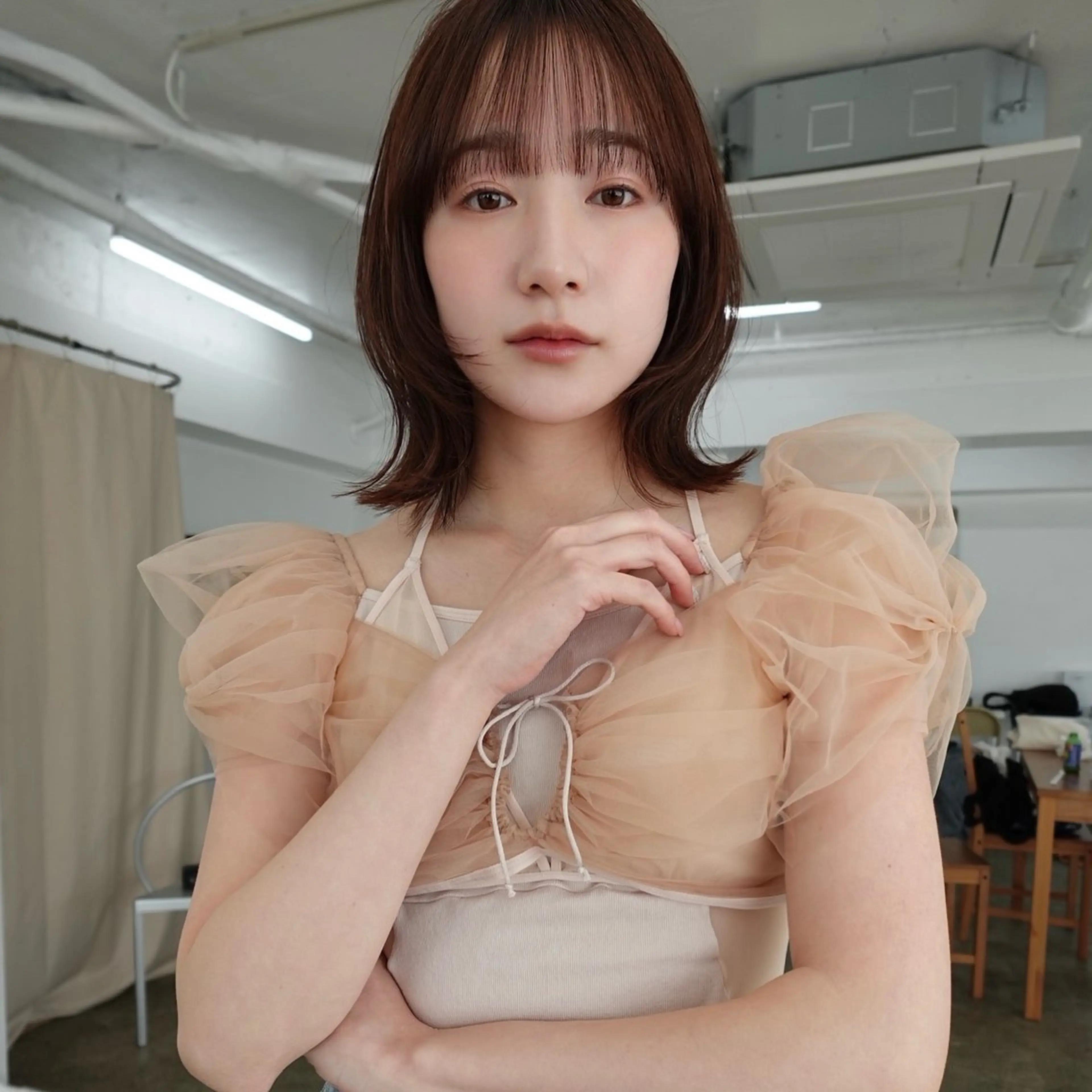 セミロング ボブ レイヤーカット カット ヘアカラー 韓国レイヤー/暖色 カラー/KOTONEのヘアスタイル