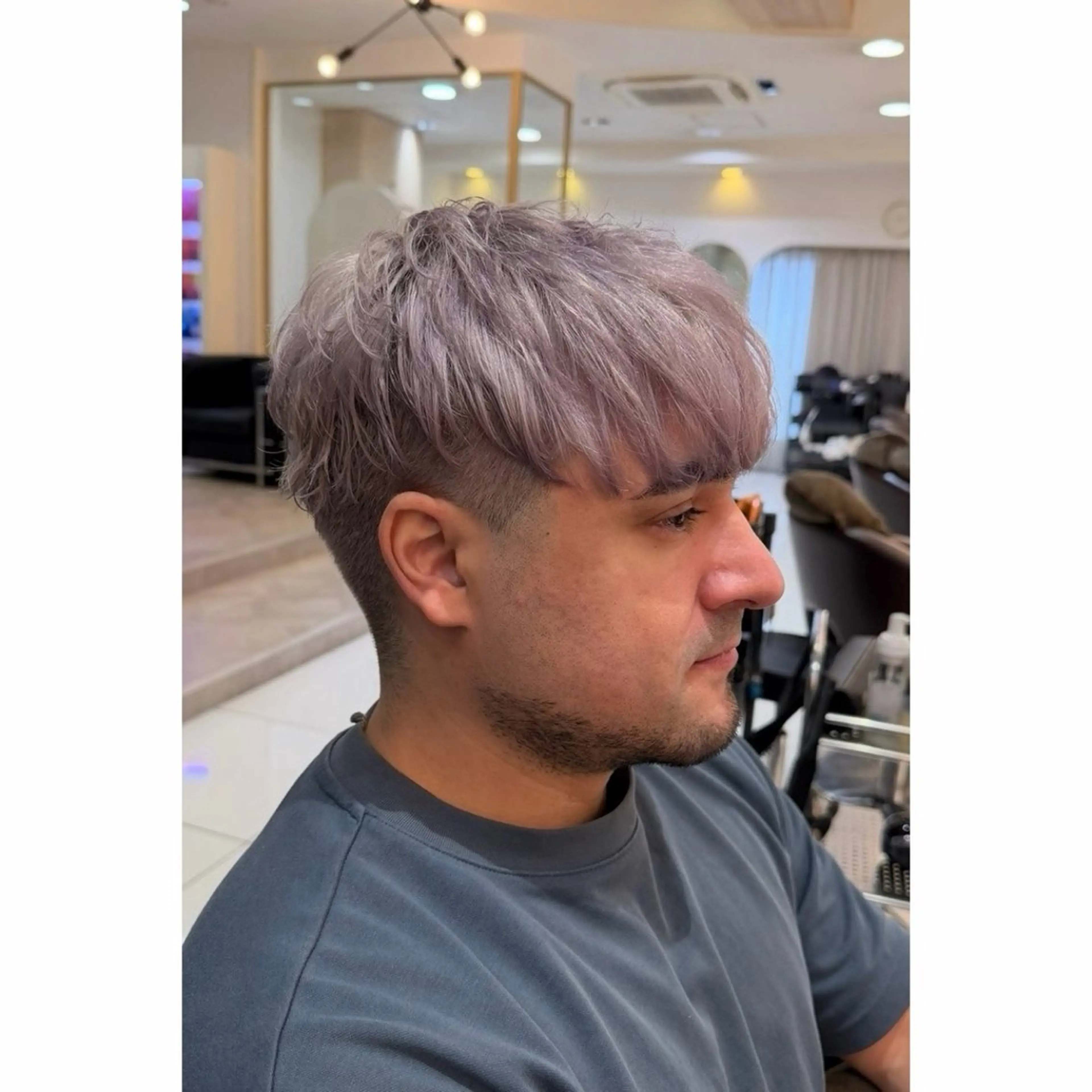 ショート カラー メンズ ラベンダーカラー シルバー カット ヘアカラー トリートメント beaute錦糸町 🦖⋆͛yuka💚のヘアスタイル