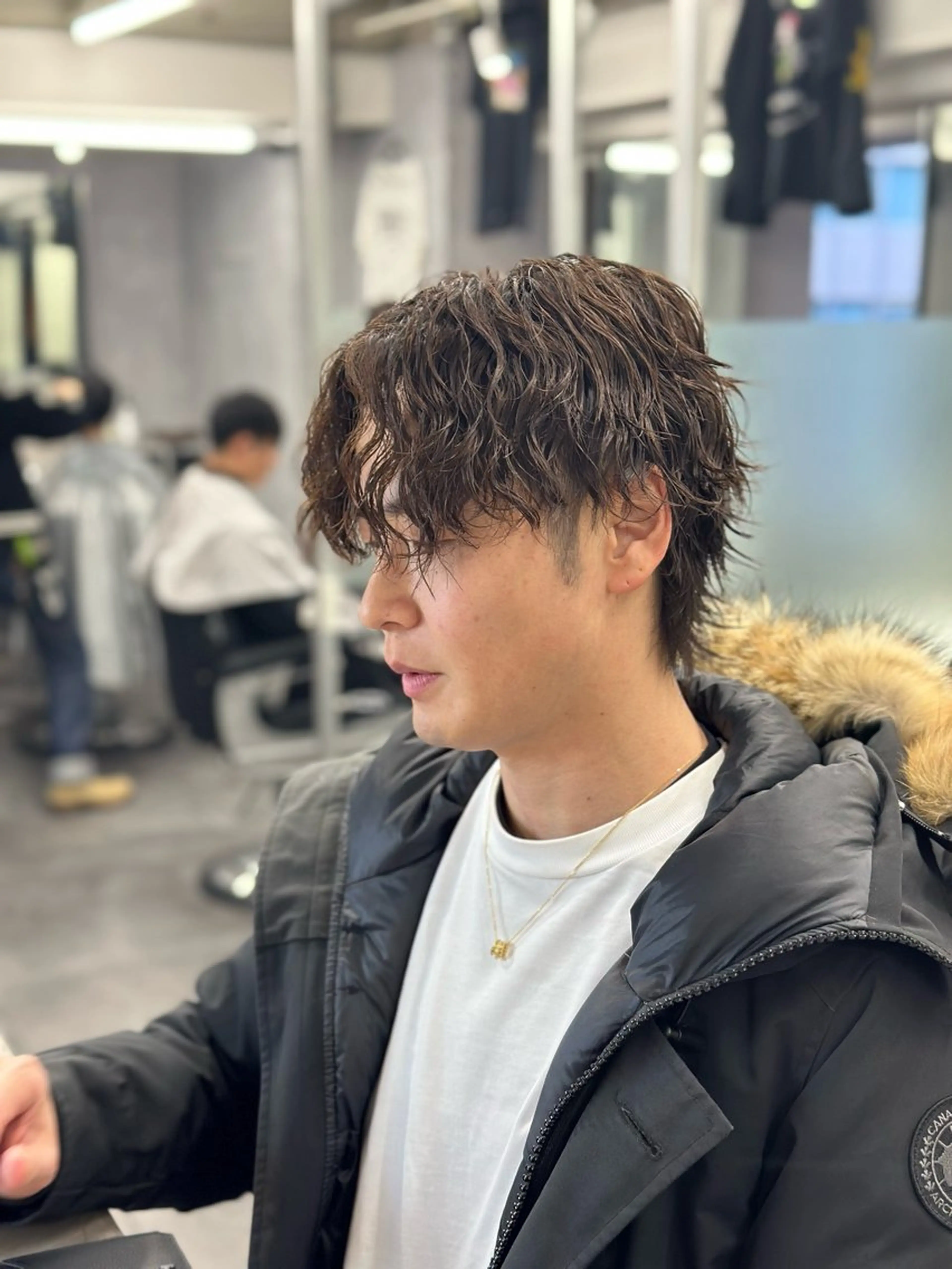 ミディアム パーマ 新宿メンズショート 💈細田 結人のヘアスタイル
