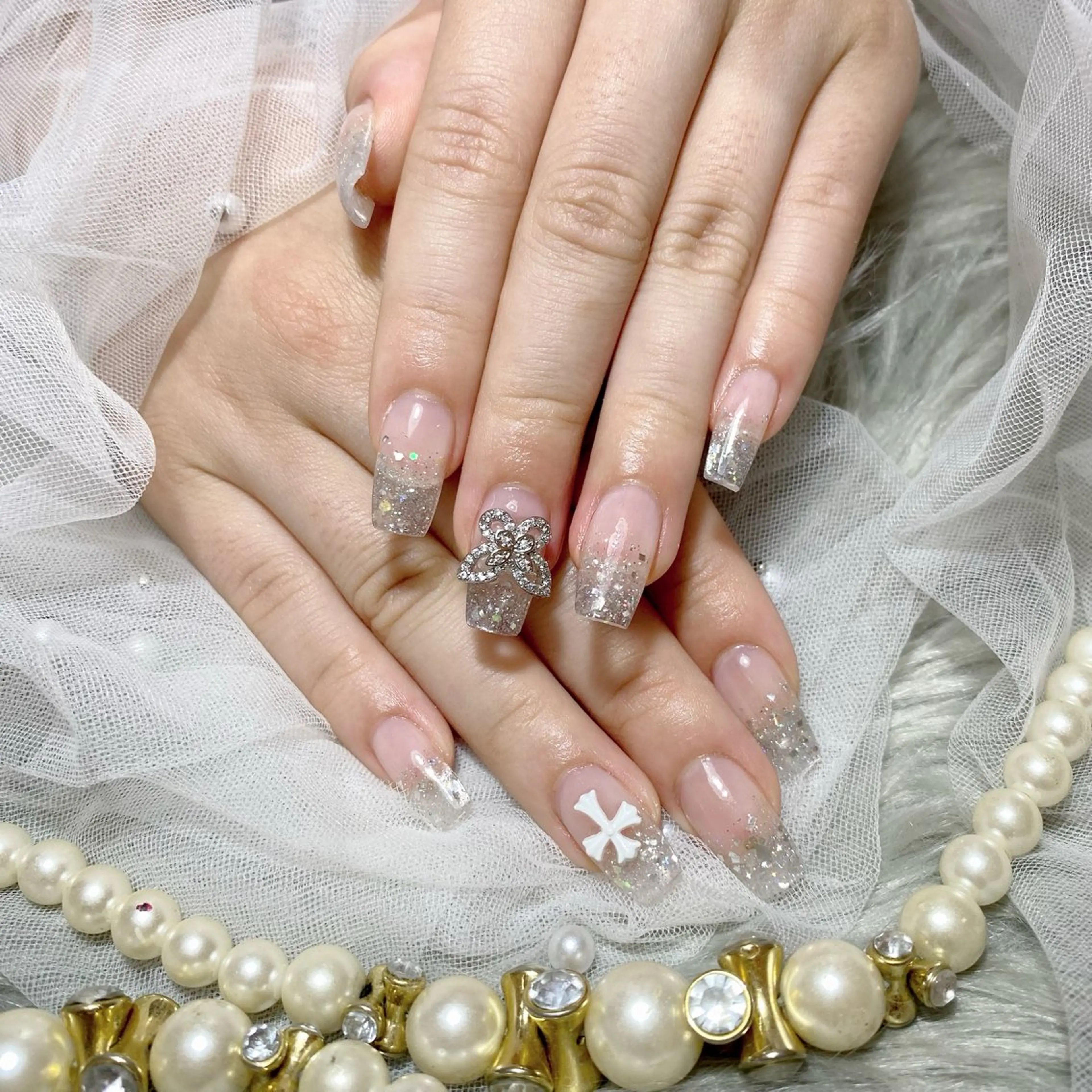 ネイル ラメ(グリッター) ラメグラデーション スカルプネイル Feel千葉♡ Akaneのネイルデザイン