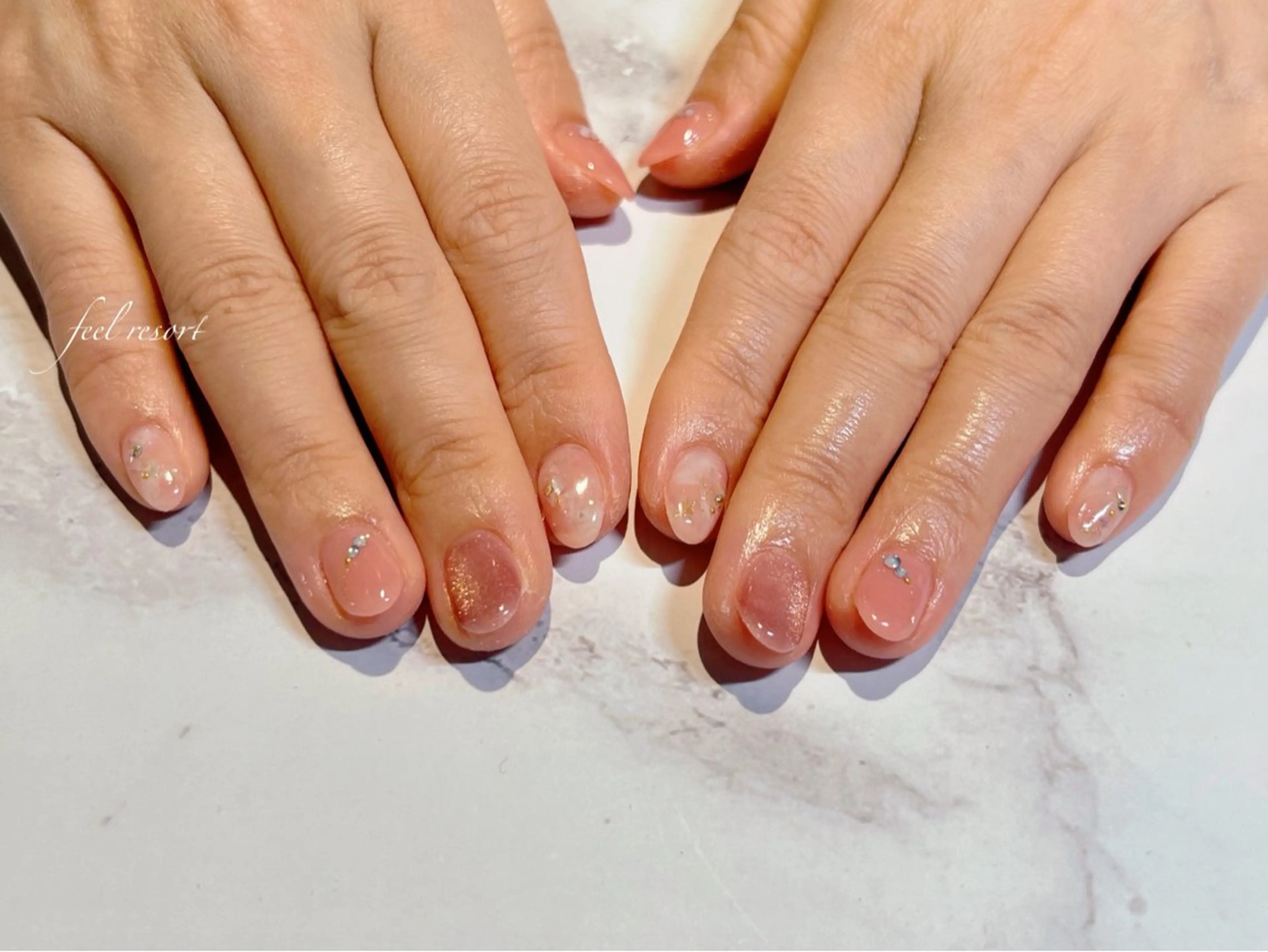 ネイル 長さ出し フットネイル フレンチネイル ジェルネイル ガラスフレンチ ハンドネイル Lien（リアン） 銀座駅6分のネイルデザイン