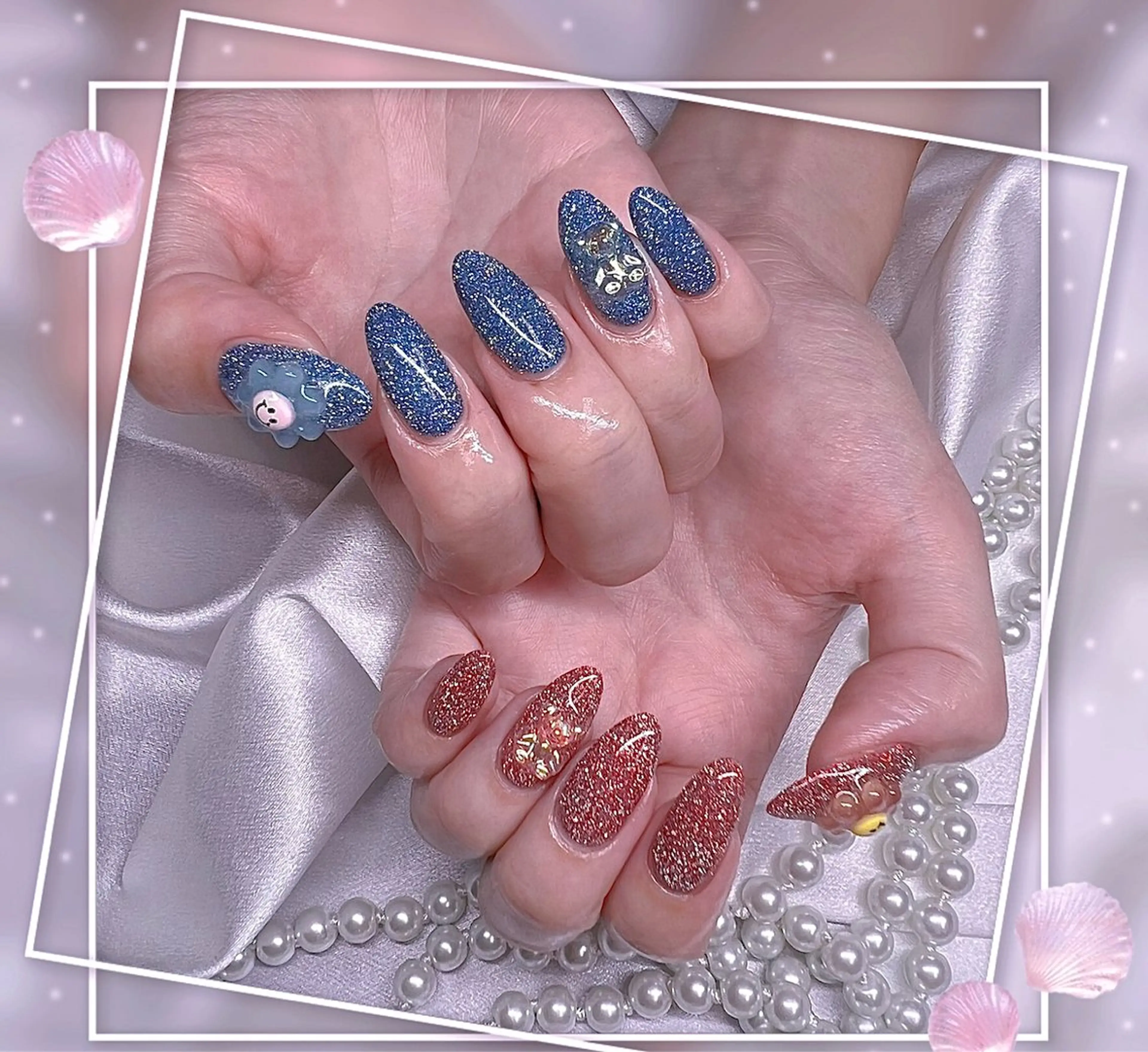 ネイル フレンチネイル グラデーション キラキラネイル 韓国ネイル マグネットネイル ハンドネイル ハンドケア Chill Nailsalonのネイルデザイン