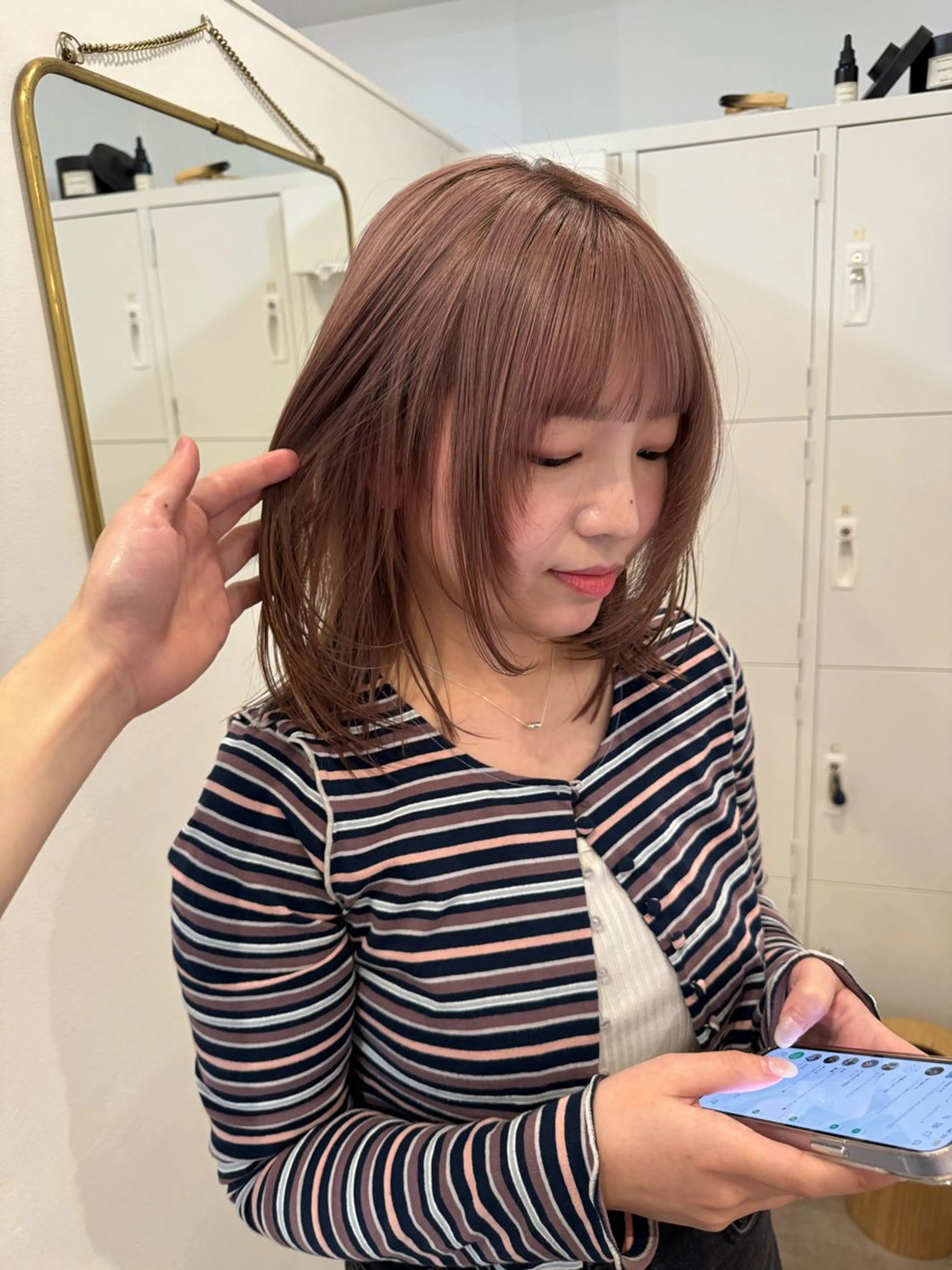 セミロング カラー レイヤーカット ボブパーマNo.1のヘアスタイル