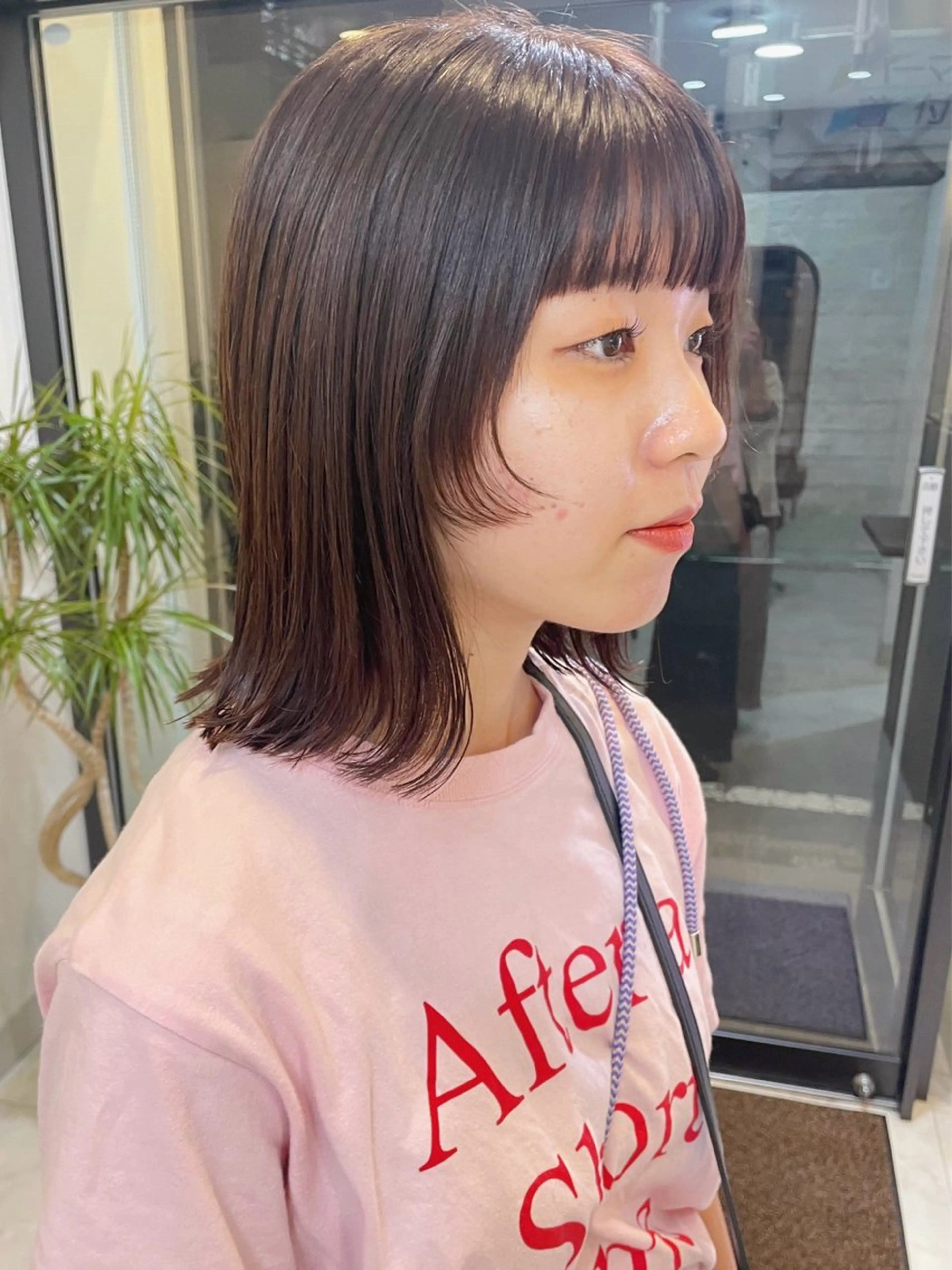 ミディアム 切りっぱなしボブ ボブ 顔まわりレイヤー 姫カット レイヤーカット カット ヘアカラー 【ボブ/個室サロン】 癒し空間mimuraのヘアスタイル