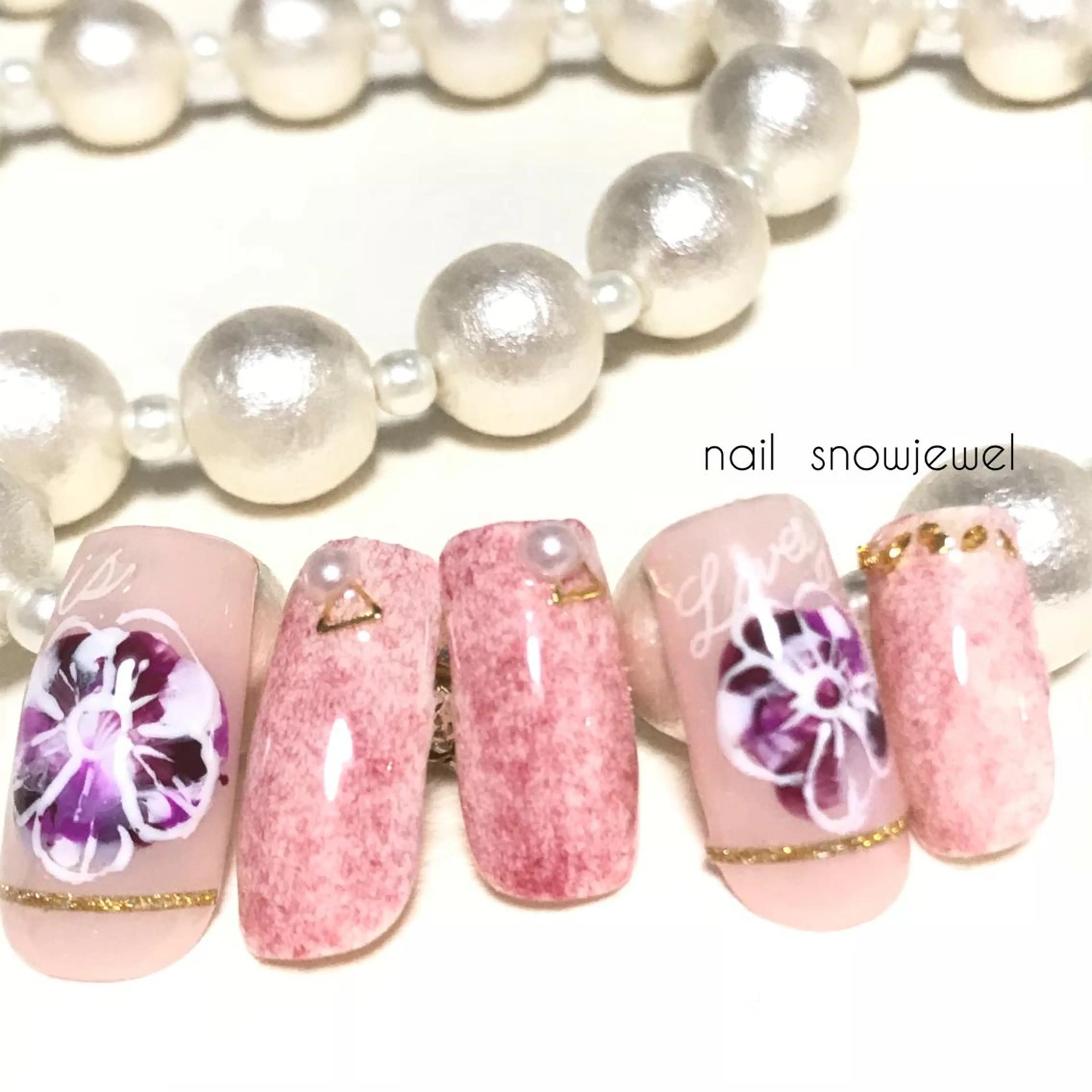 ネイル フラワーネイル ニュアンスネイル nail snowjewelのネイルデザイン