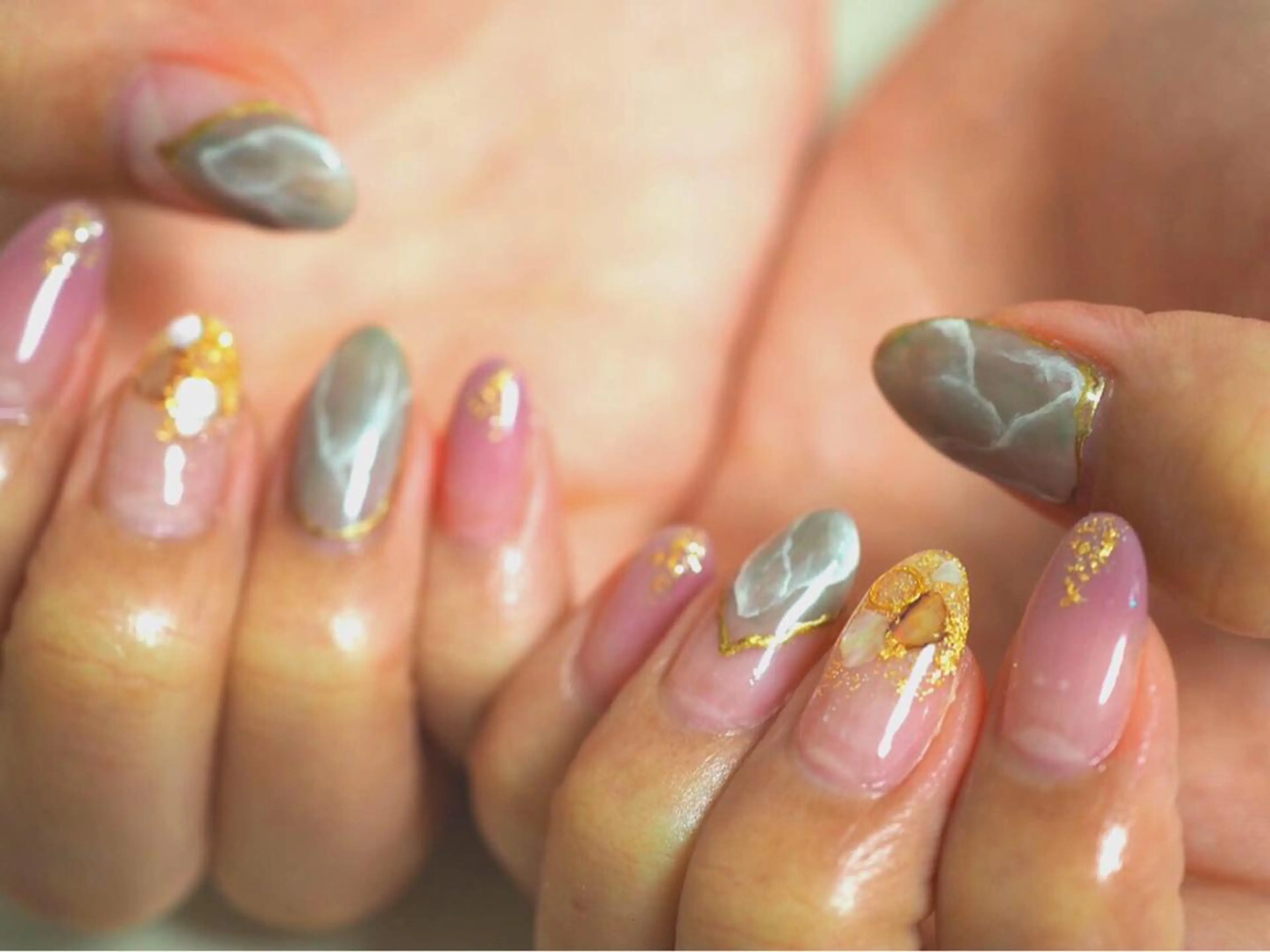 ネイル 大理石ネイル(マーブル) Mogu nail 二子玉川のネイルデザイン