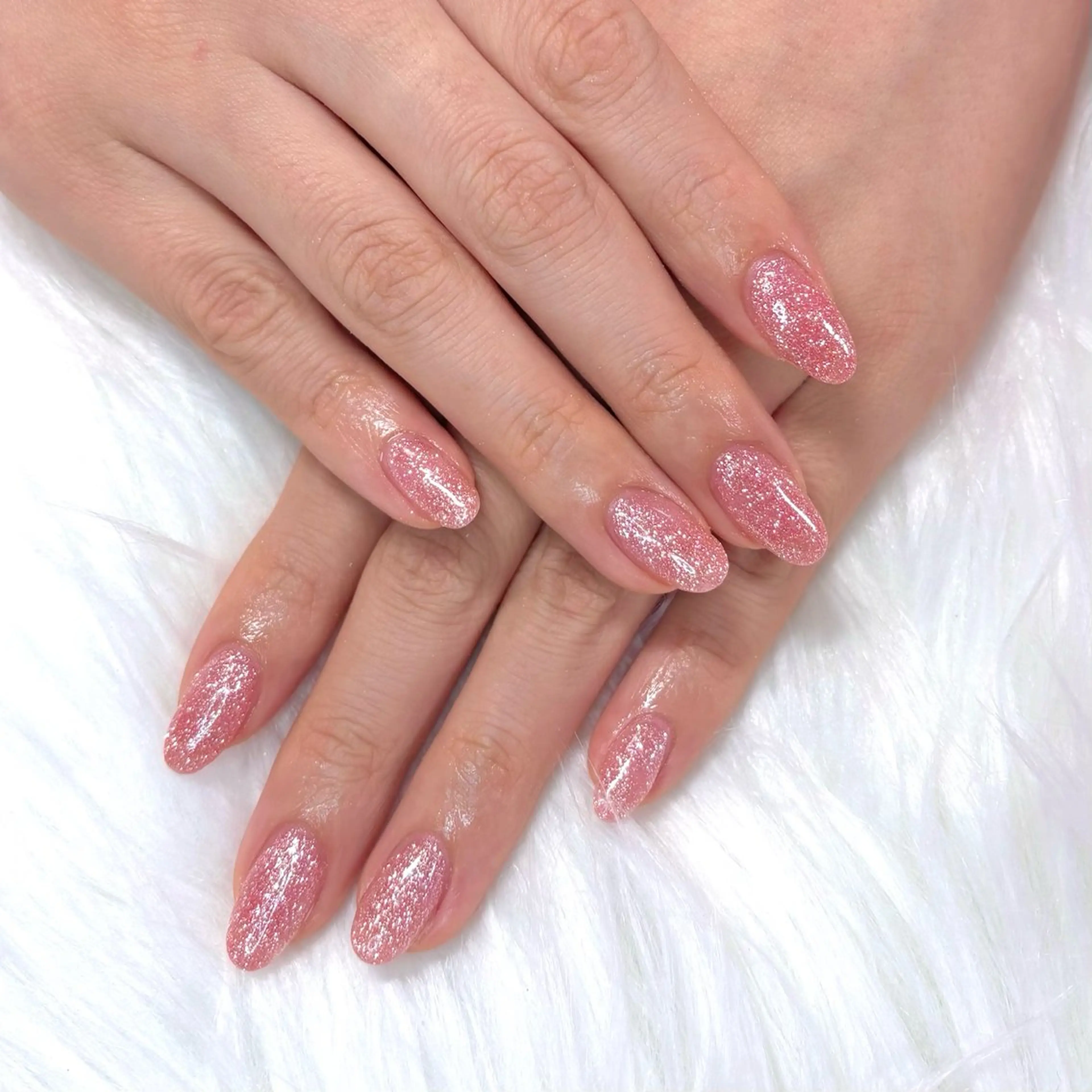 ネイル ラメ(グリッター) ワンカラーネイル ピンク ハンドネイル Noix nailのネイルデザイン