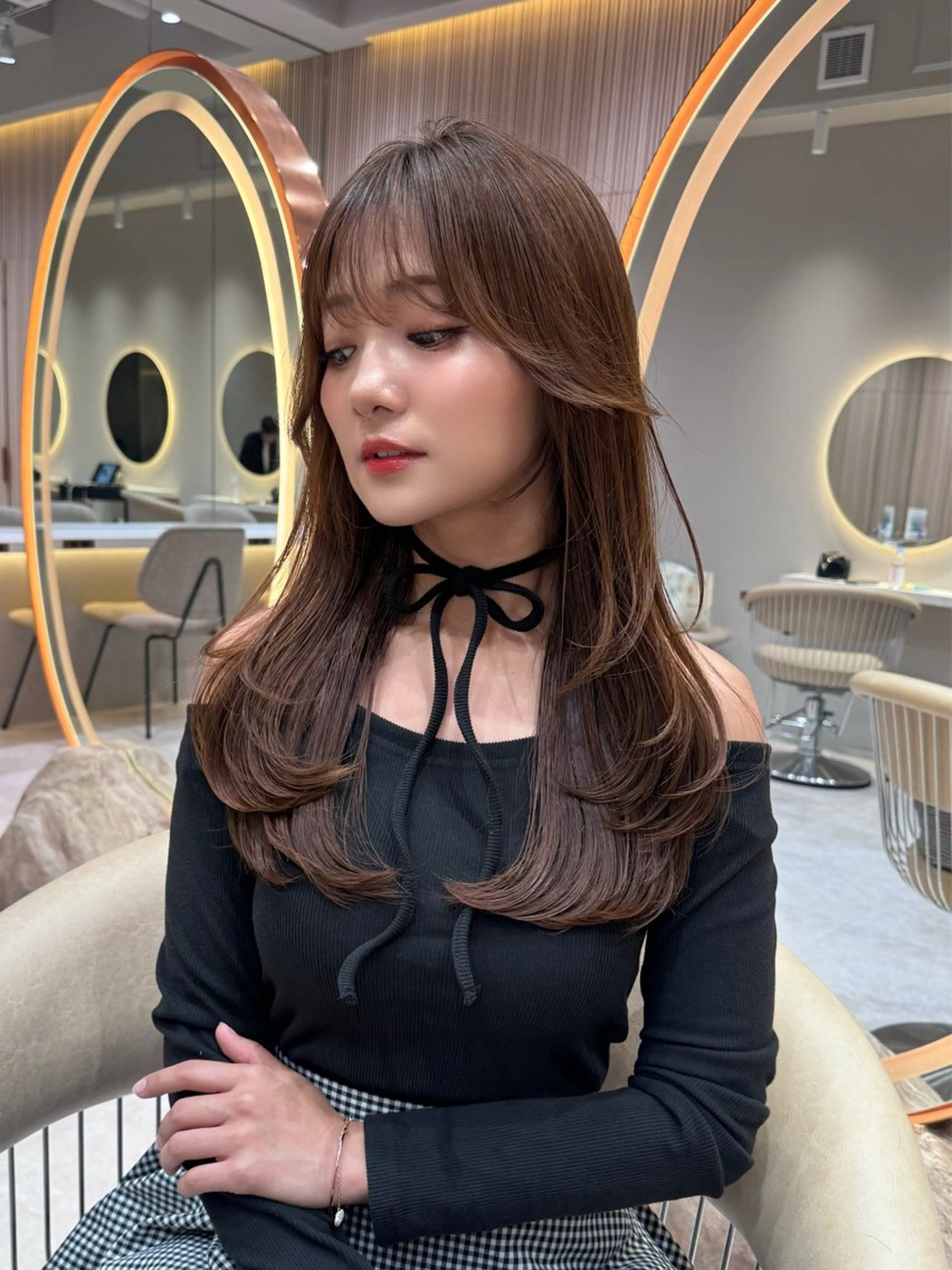 ミディアム カラー ❤️ブリーチなし💚 ダブルカラー平野実花のヘアスタイル