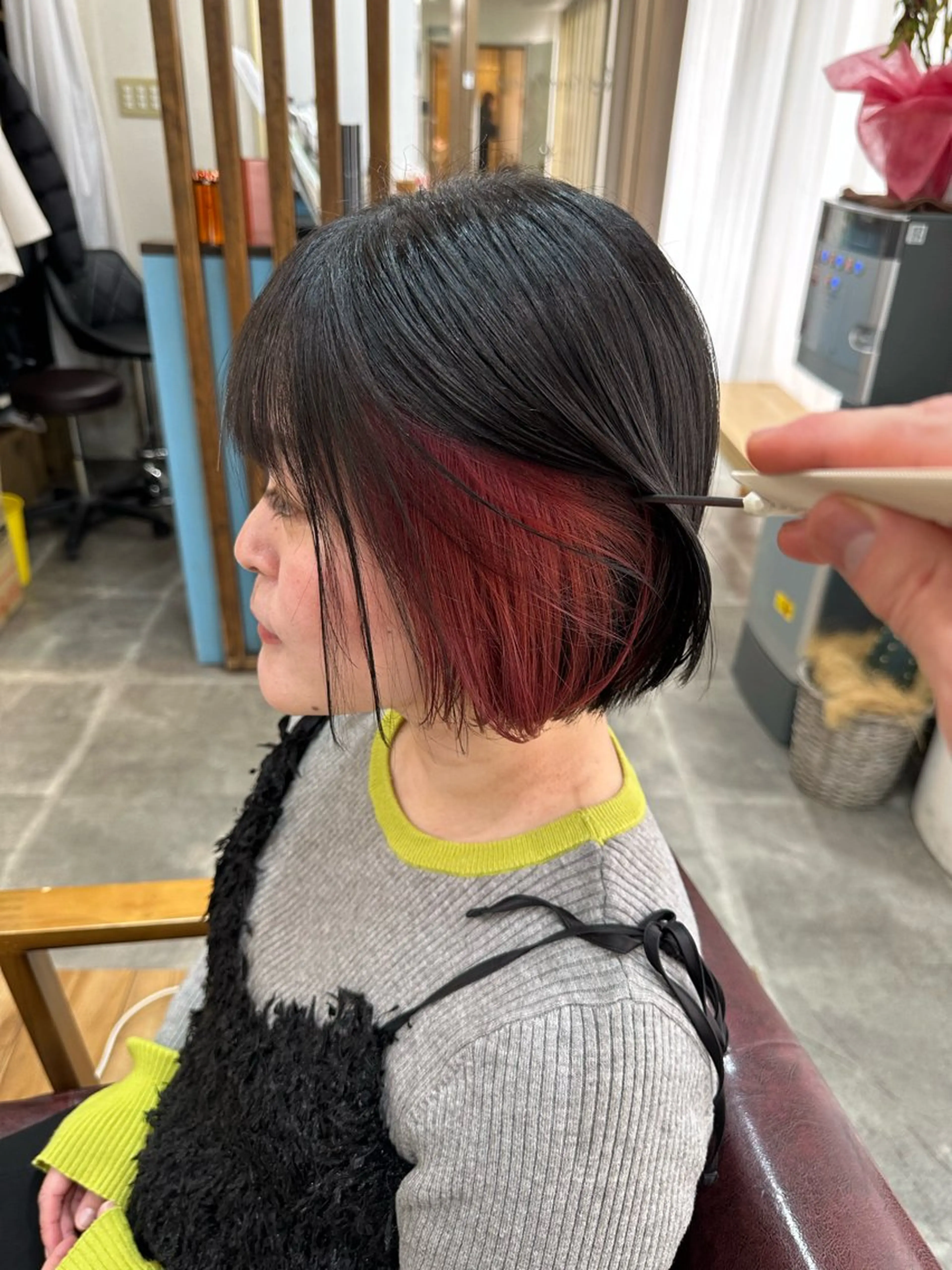 ミディアム カラー ピンクカラー レッドカラー ALLENhair 森野太一のヘアスタイル