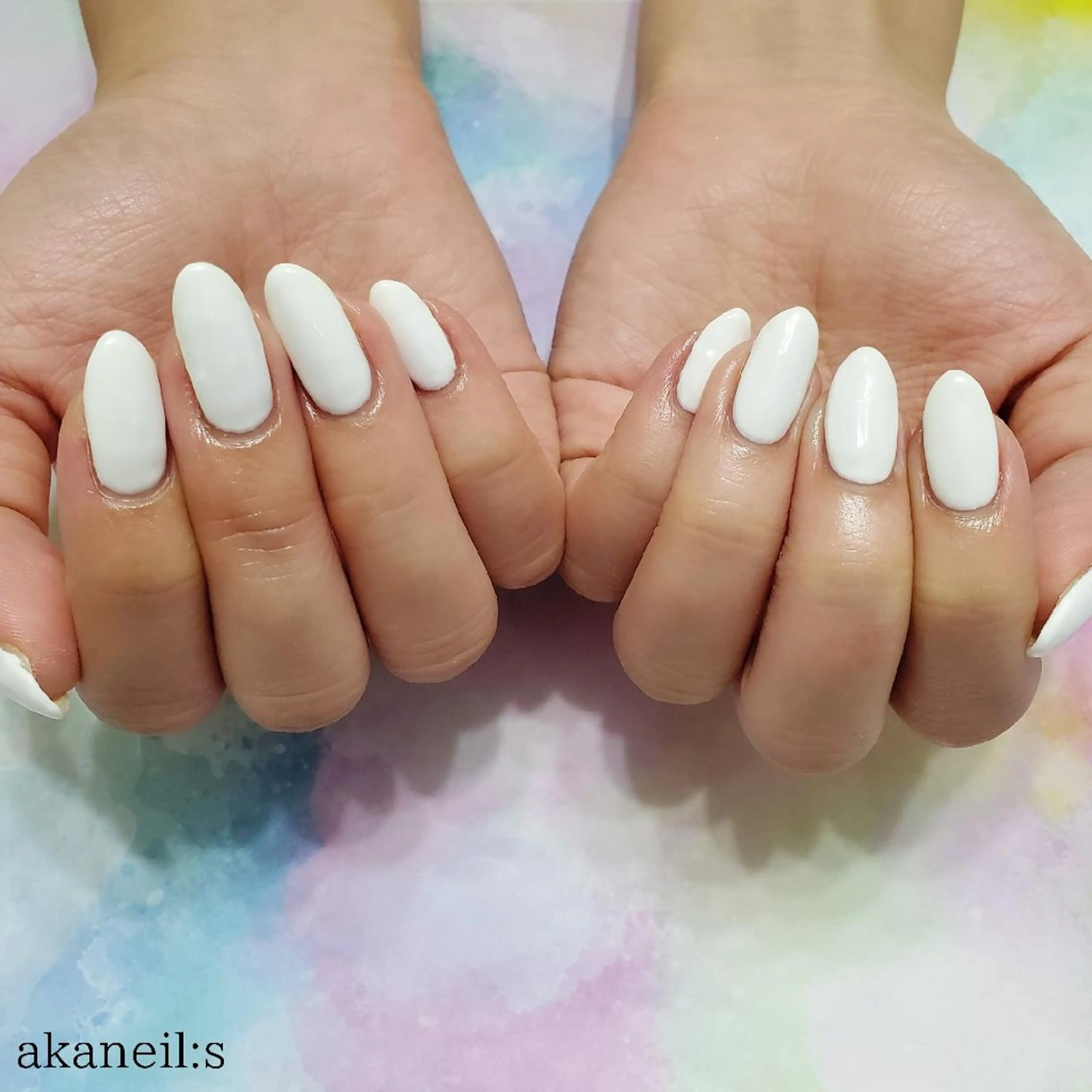 ネイル ワンカラーネイル ホワイト 【akaneils】 アカネのネイルデザイン