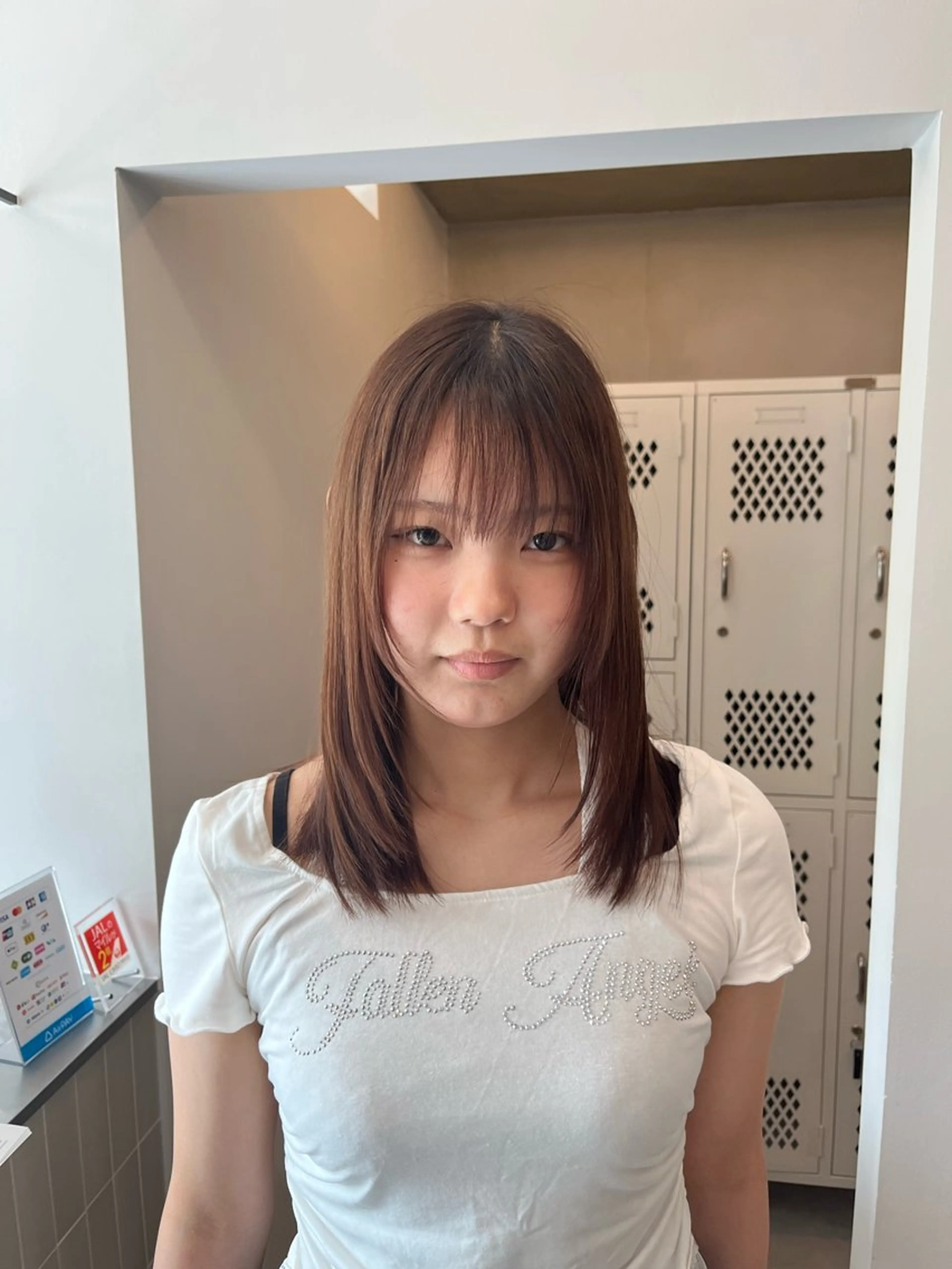 セミロング 顔周りカット unfeigned02所属・おーした /カットモデル伏見栄のヘアスタイル