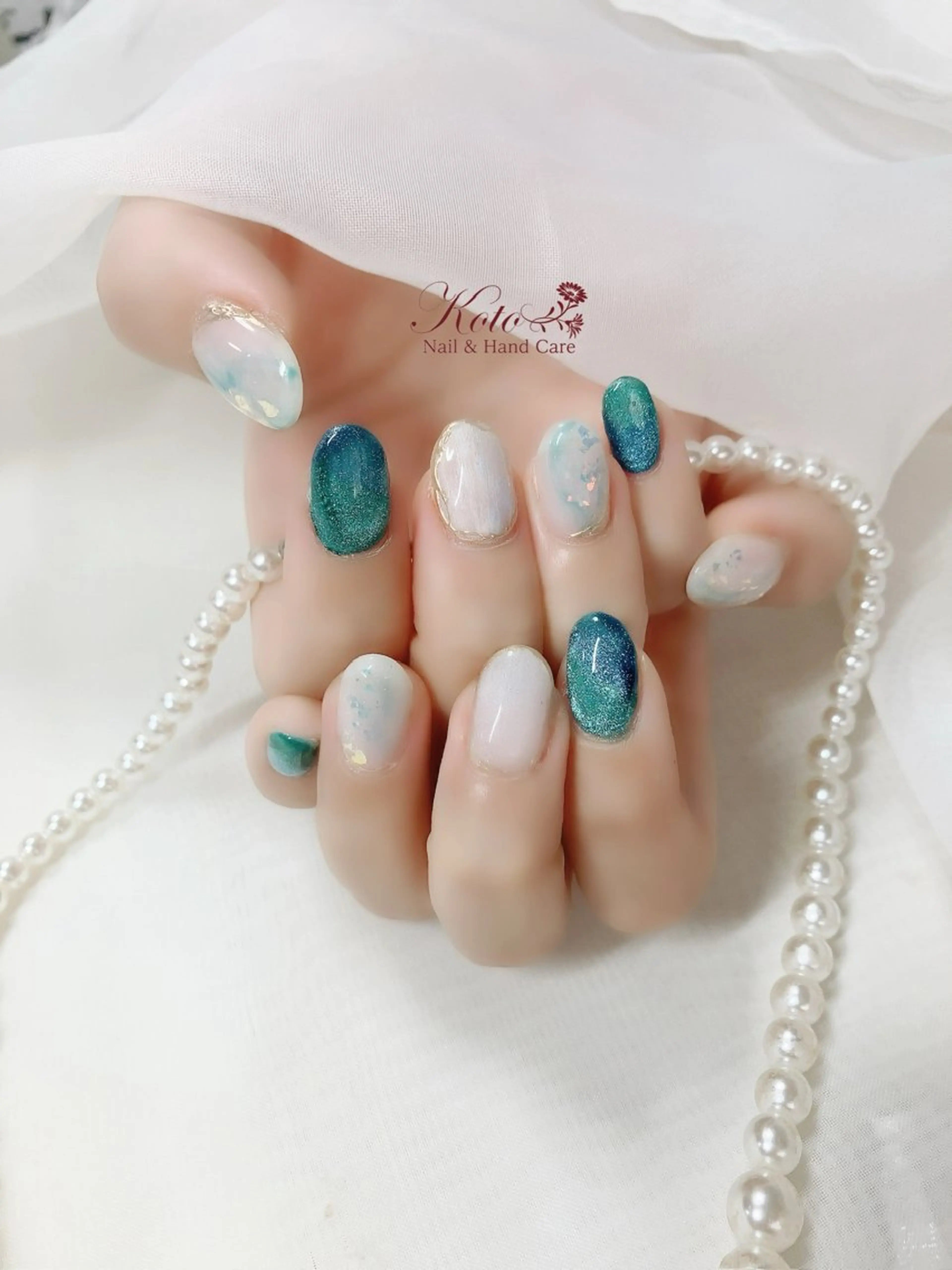 ネイル 長さ出し ジェルネイル 大理石ネイル(マーブル) 持ち込み ニュアンスネイル Nail Salon KOTOのネイルデザイン
