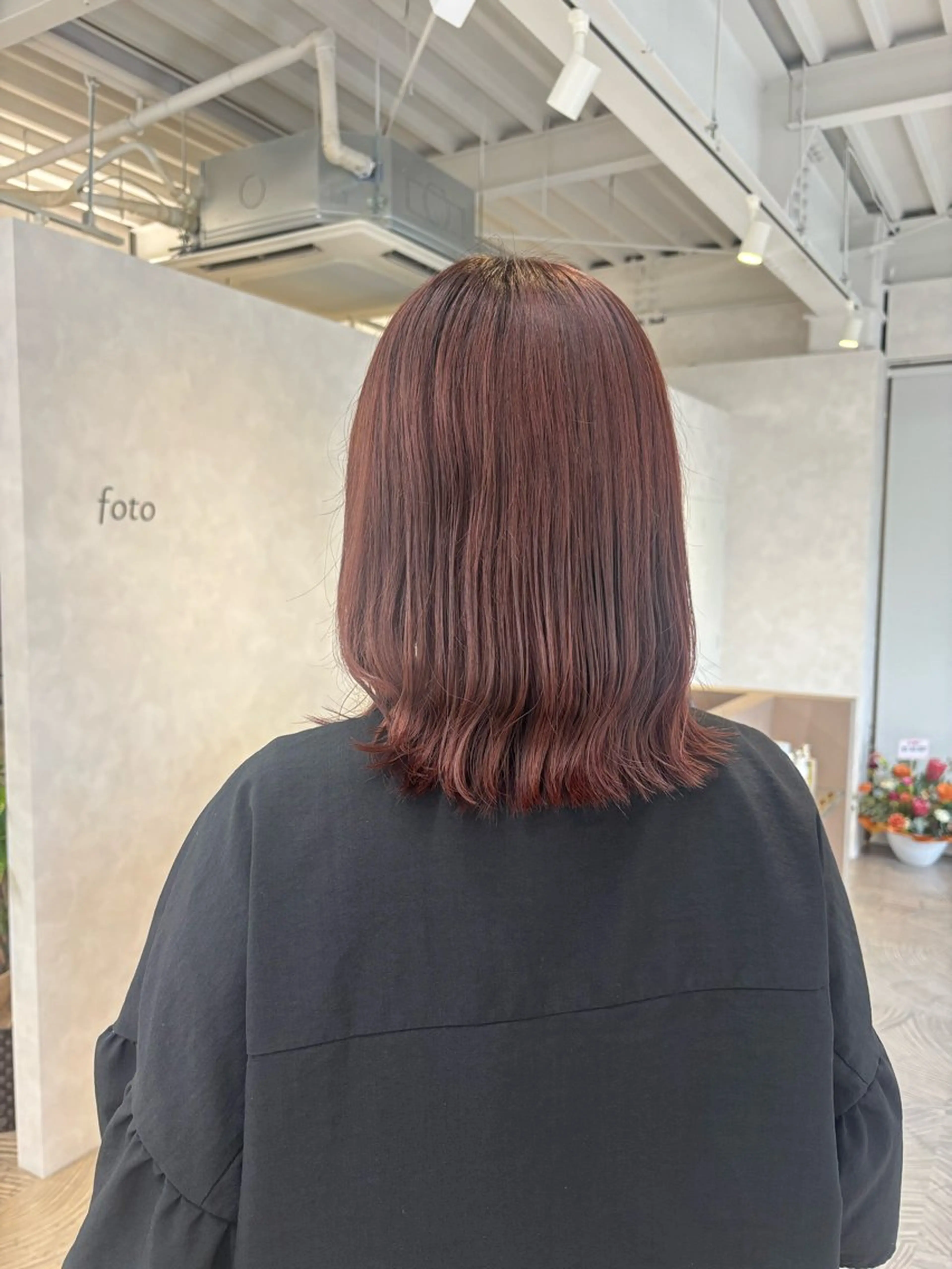 ミディアム カラー ブラウンカラー ピンクカラー ピンクブラウン yoshino /ナチュラル縮毛のヘアスタイル