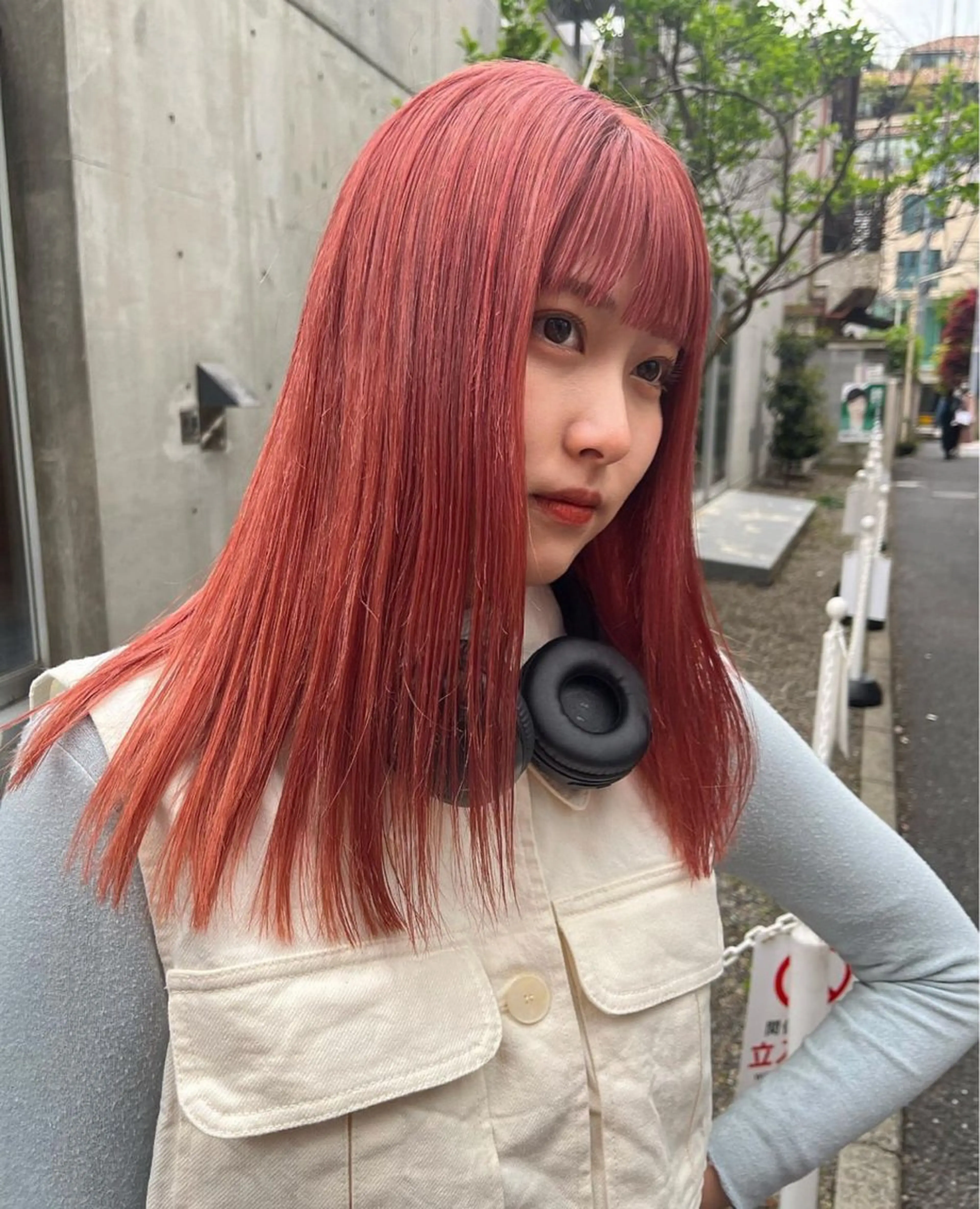 ロング カラー オレンジ オレンジピンク ピンクカラー ヘアカラー 無料カット/ハイ トーンカラー/きらのヘアスタイル