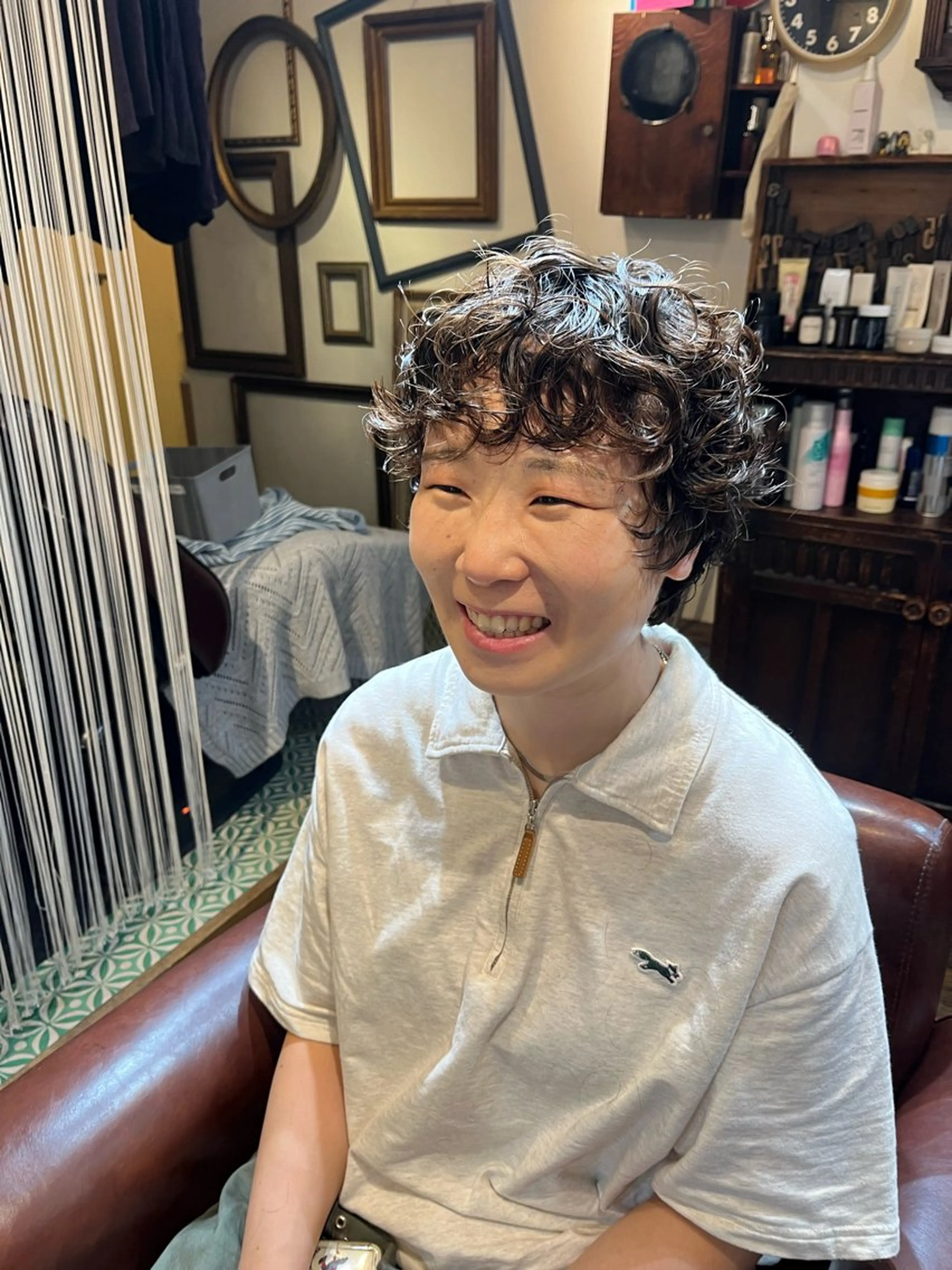 ショート パーマ くせ毛 外国人風カラー カット パーマ ヘッドスパ 抜け感ショート パーマ/緒方椋のヘアスタイル