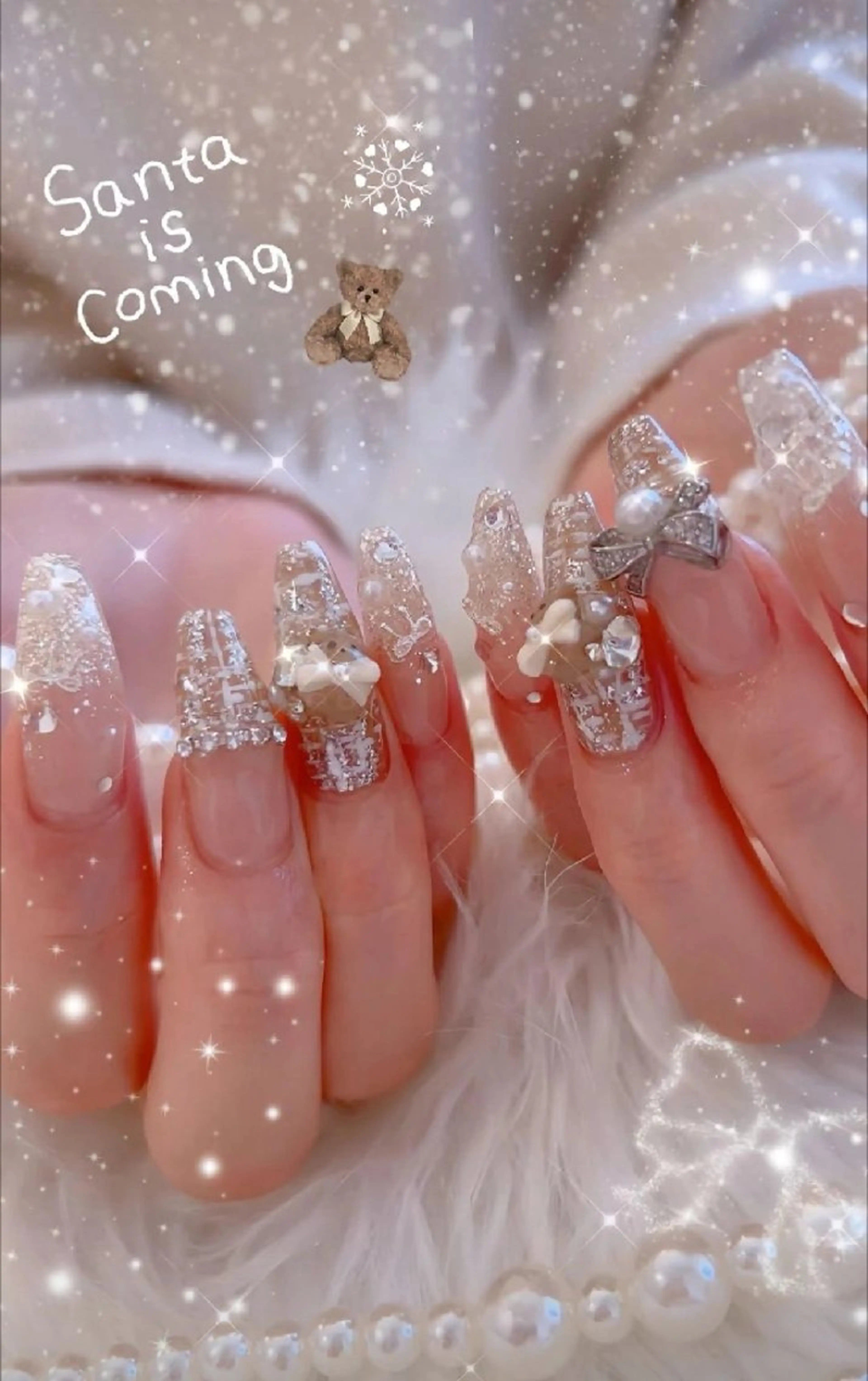 ネイル アートネイル 冬ネイル クリスマス ハンドネイル I LOVE ME  NAIL.｡.:*♡のネイルデザイン