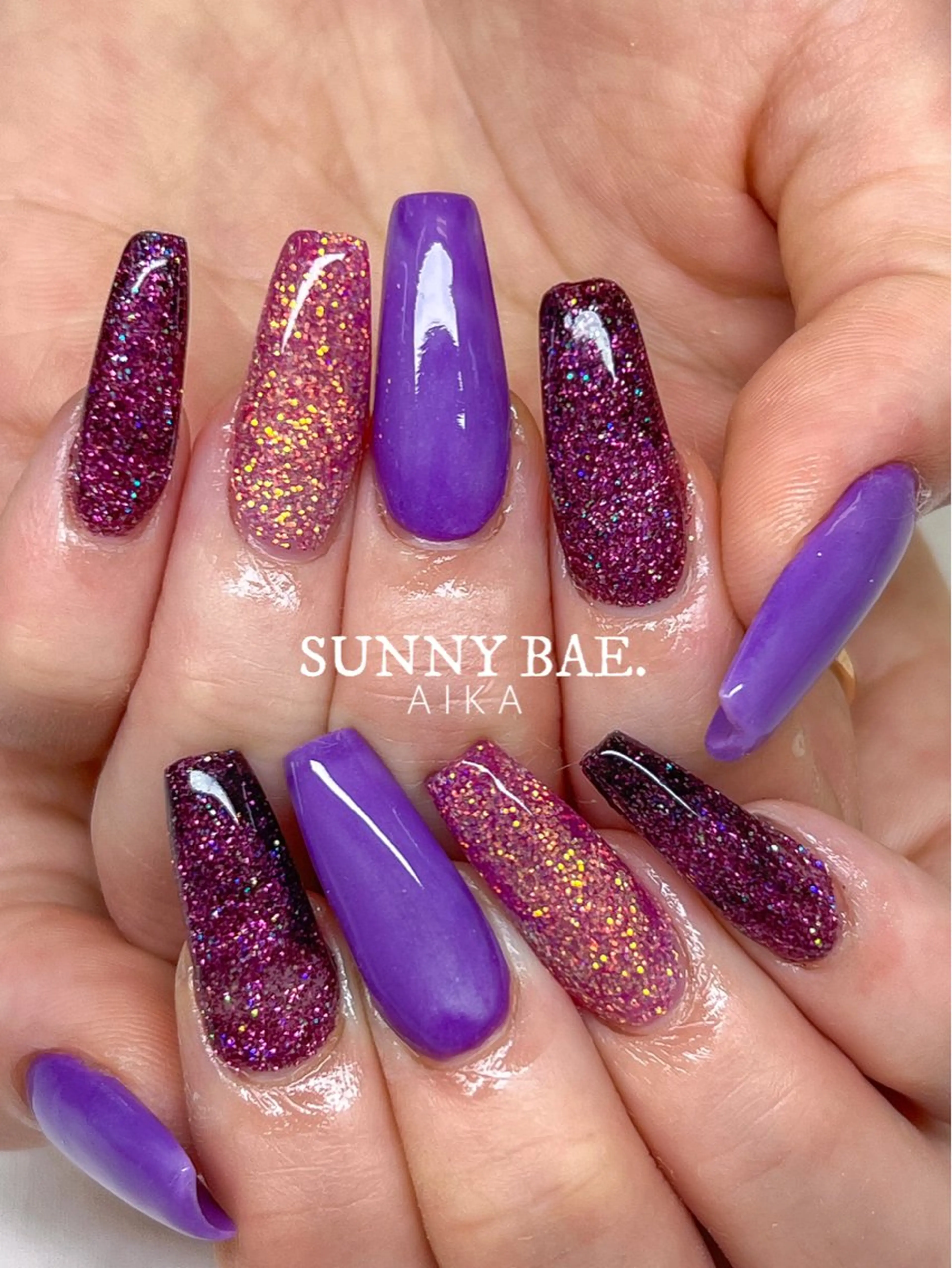 ネイル ジェルネイル キラキラネイル ロングネイル 持ち込み ワンカラーネイル Made By AIKAのネイルデザイン