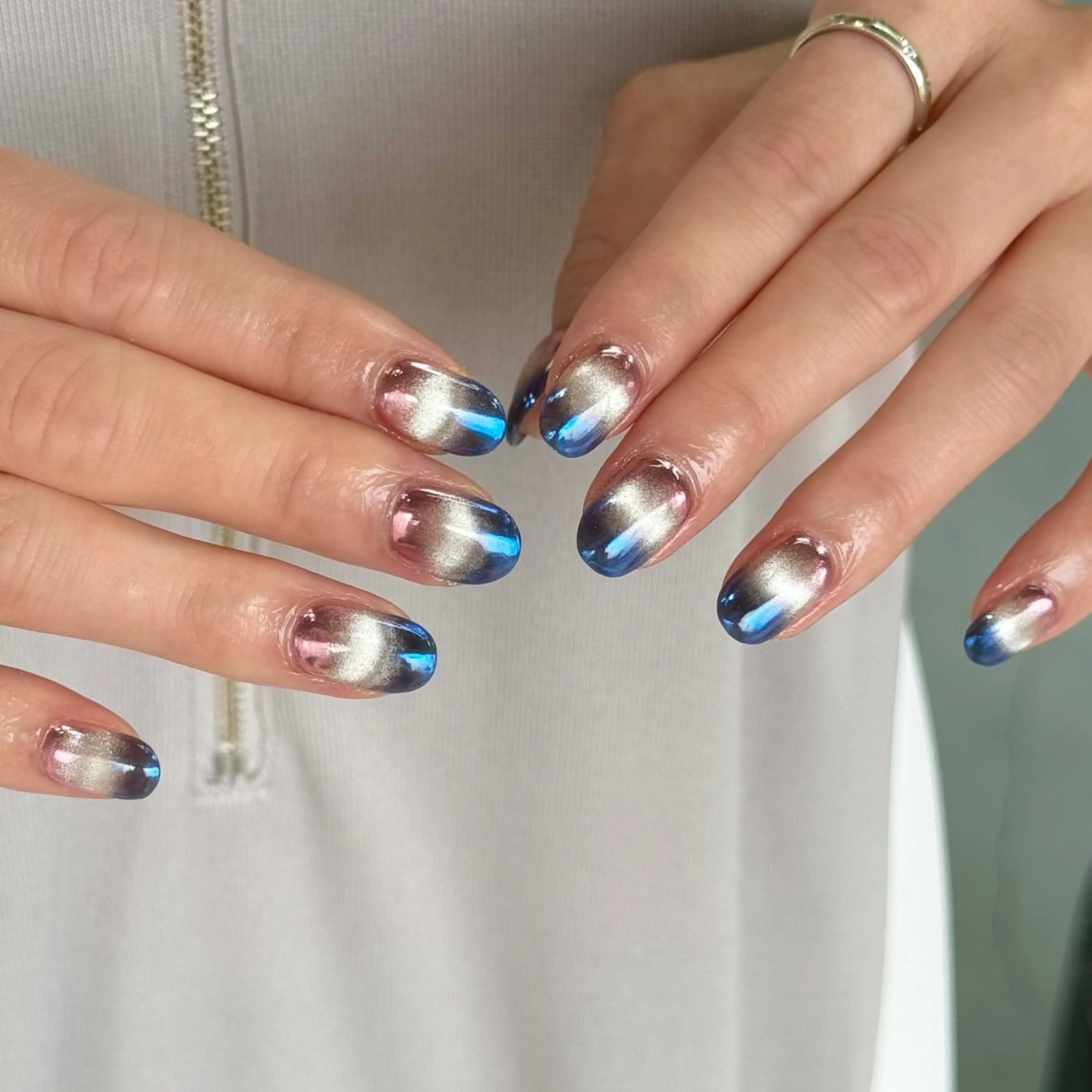 ネイル グラデーション マグネットネイル ミラーネイル ハンドネイル HARUKA ネイリスト福岡/薬院のネイルデザイン