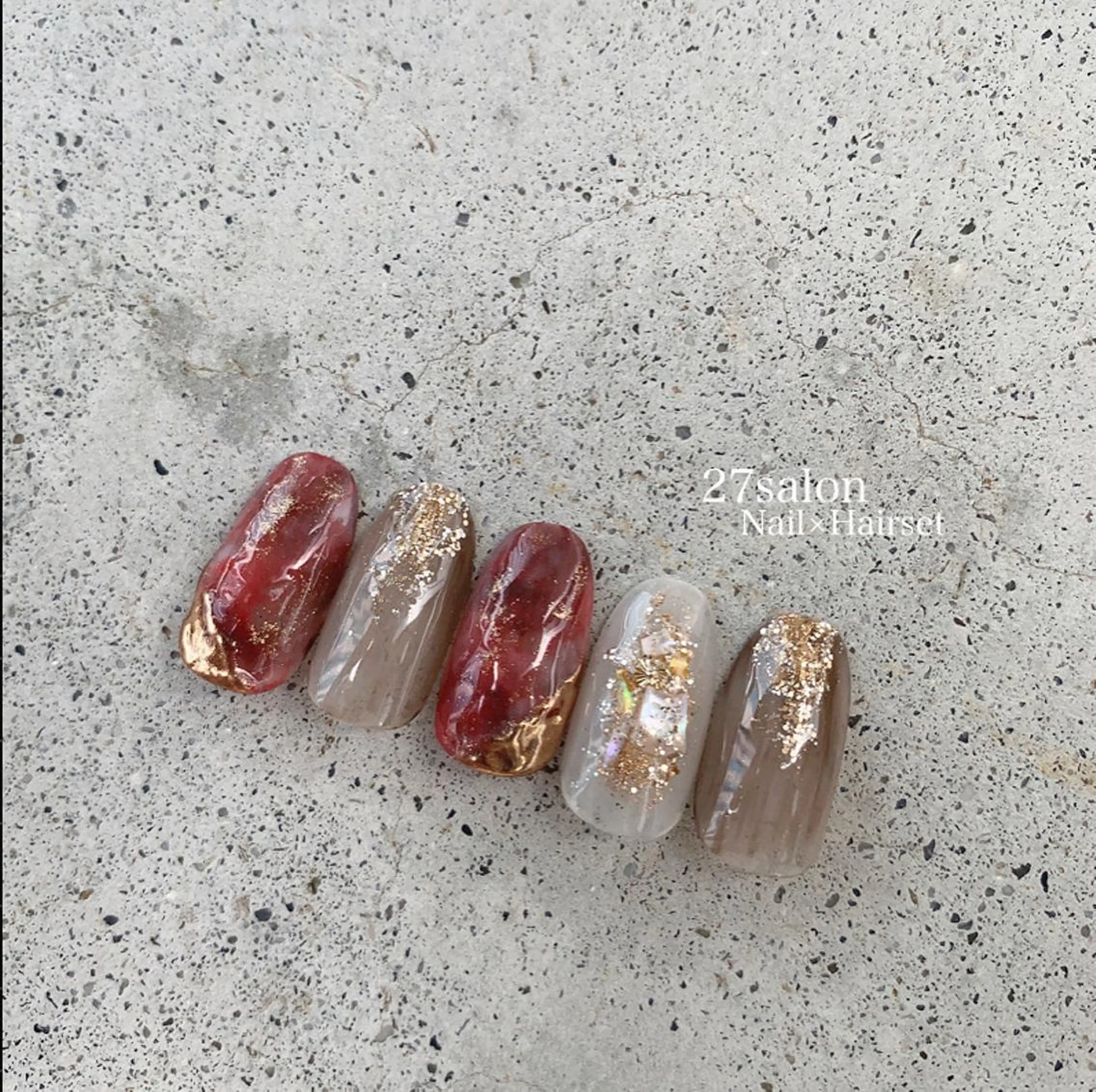 ネイル ボルドー ニュアンスネイル 27salon yuinaのネイルデザイン