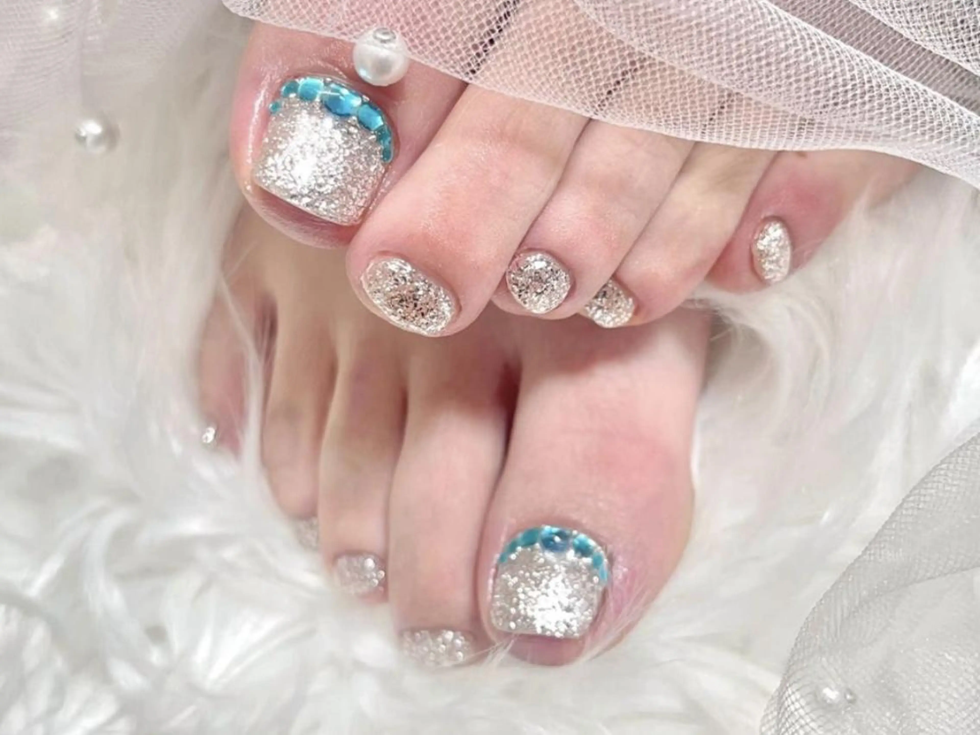 メンズ ネイル アートネイル フレンチネイル ジェルネイル キラキラネイル パラジェル Bloom kabukiのネイルデザイン