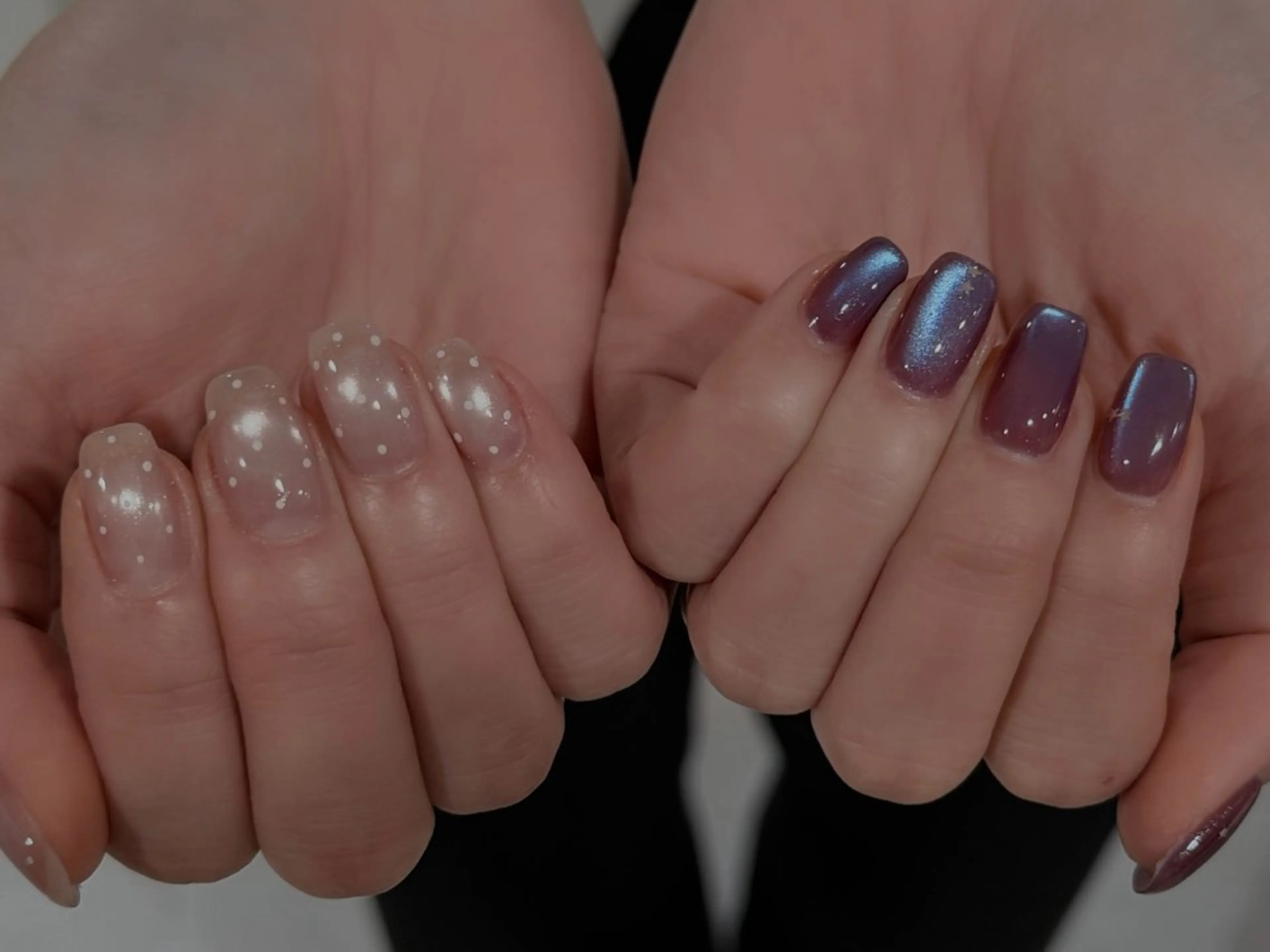 ネイル ドット ラメ(グリッター) 持ち込み ニュアンスネイル パープル ハンドネイル ANOVA所属・ANOVA アノヴァのネイルデザイン