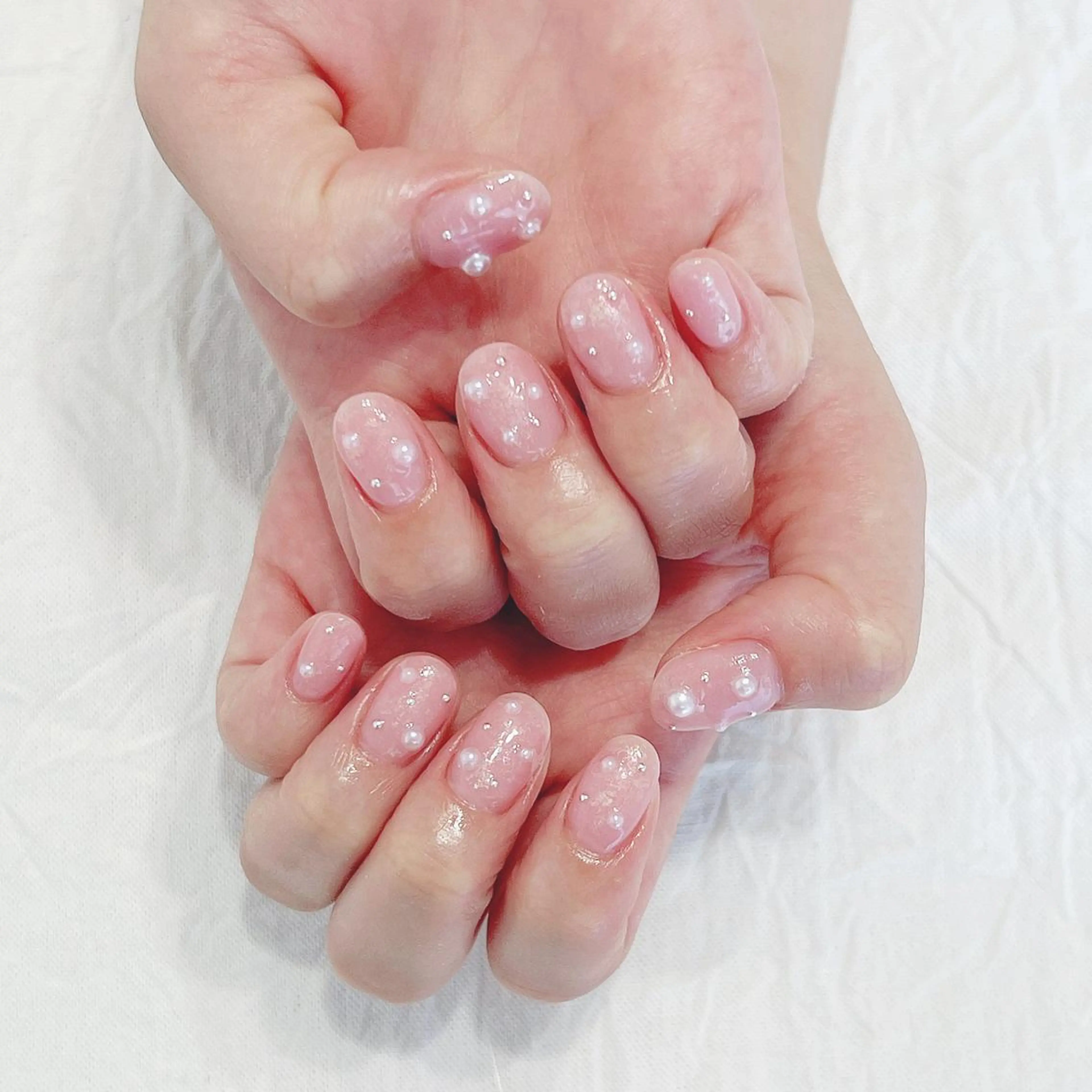 ネイル オーロラネイル ピンク ハンドネイル peaberry nailのネイルデザイン