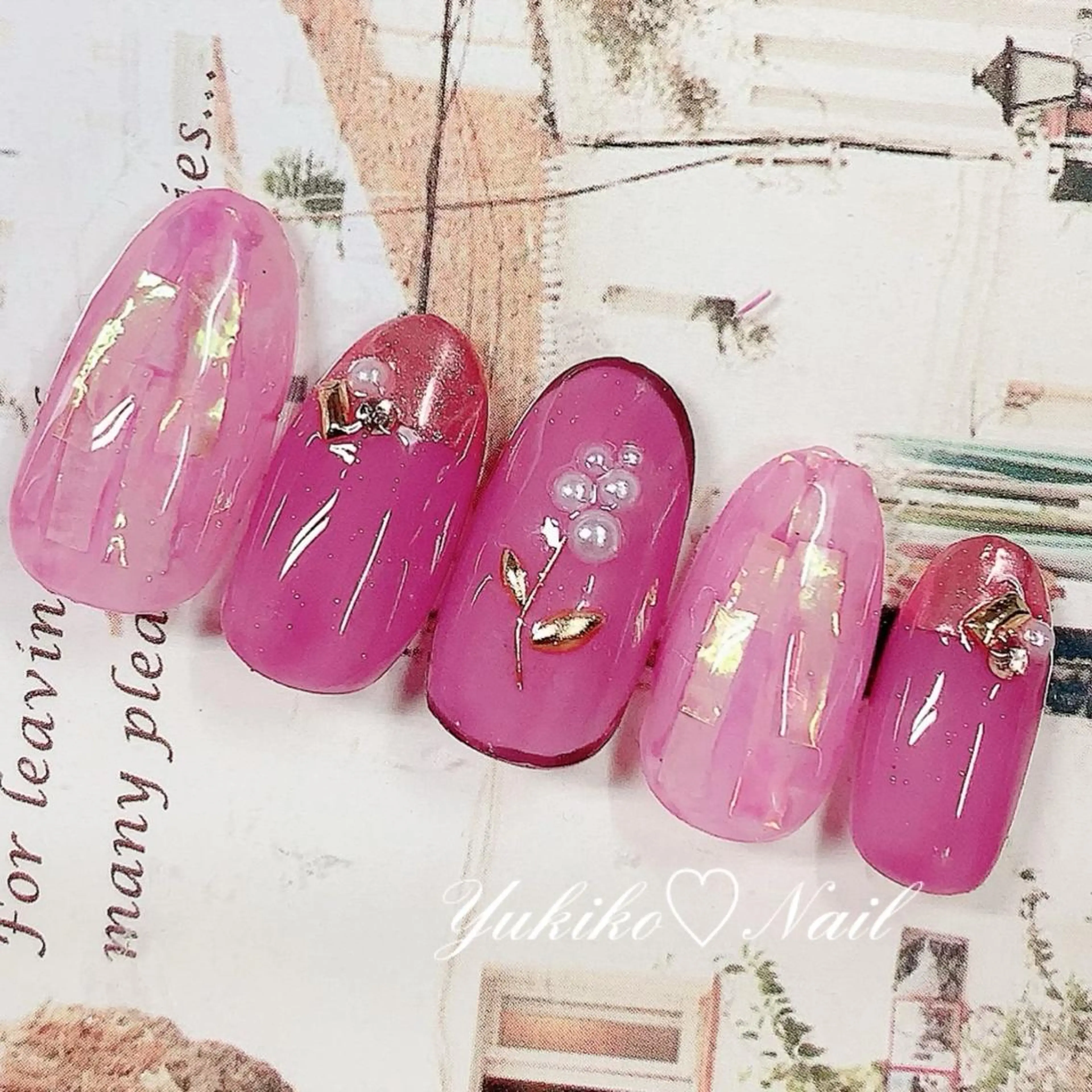 ネイル フラワーネイル ホログラムネイル ハンドネイル ユキコ ネイルのネイルデザイン