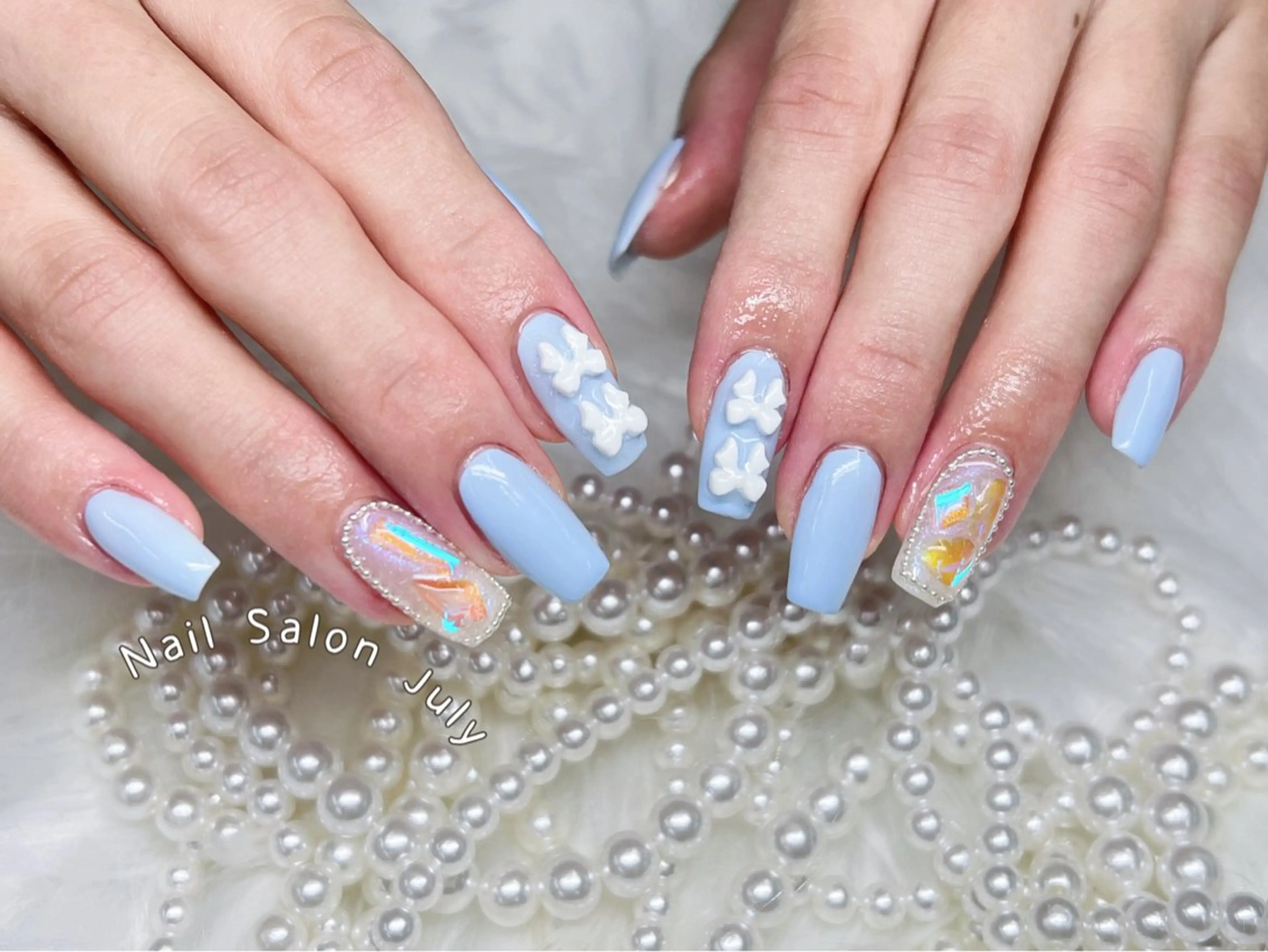 ネイル アートネイル オーロラネイル ジェルネイル ガーリー キラキラネイル July モモのネイルデザイン