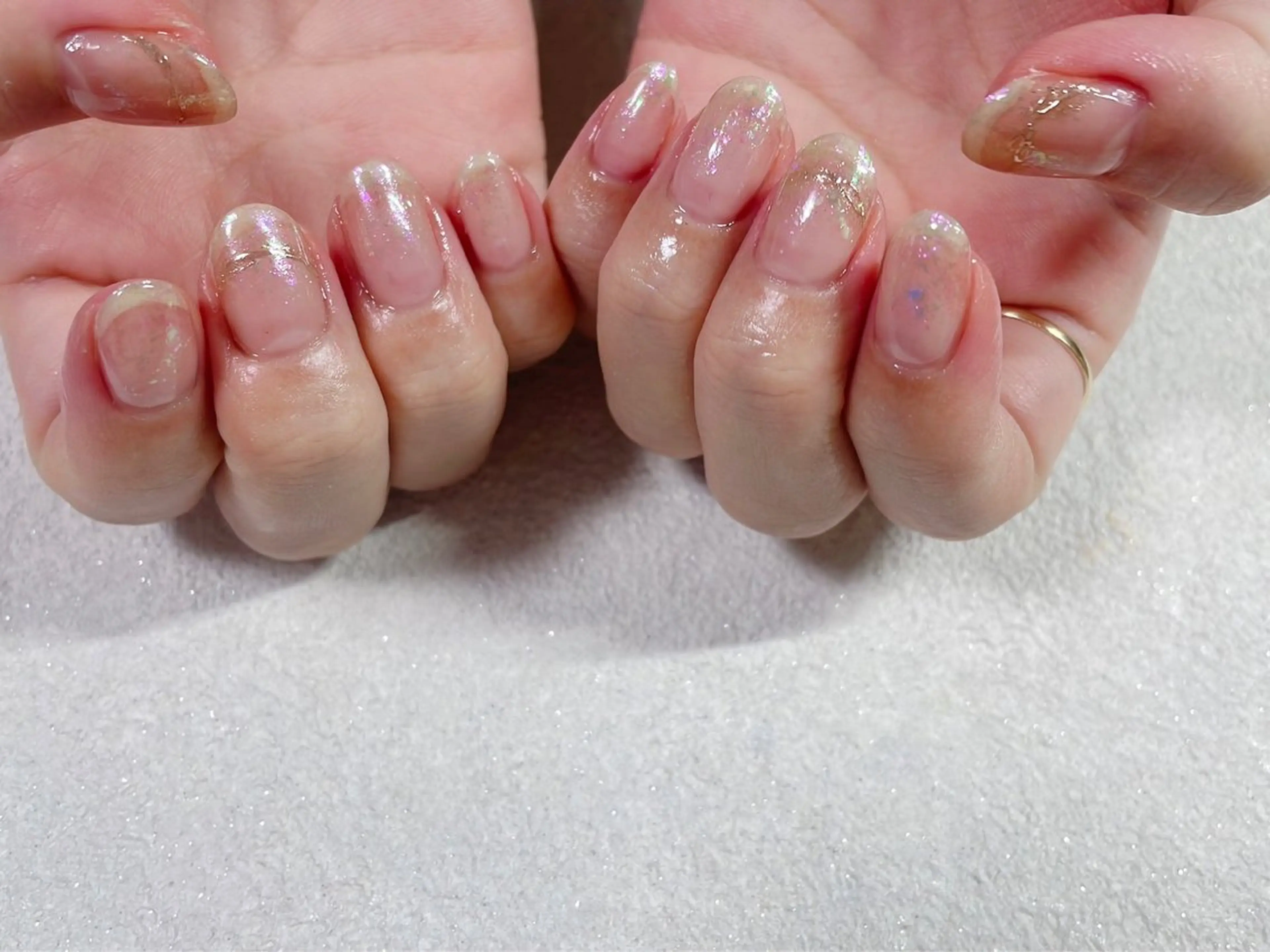 ネイル オーロラネイル フットネイル フレンチネイル ジェルネイル 韓国ネイル Mogu nail 二子玉川のネイルデザイン