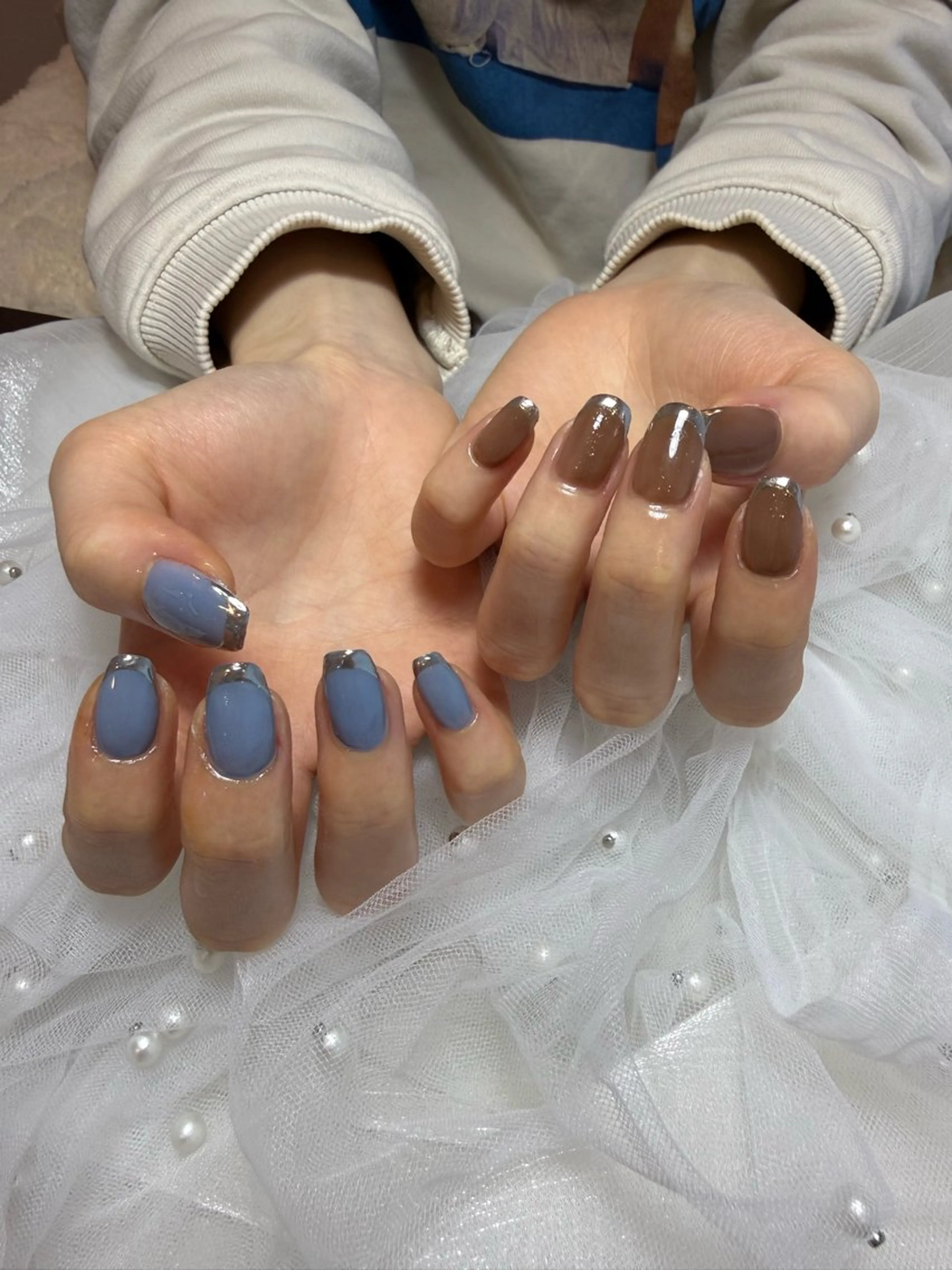 ネイル フレンチネイル ミラーネイル ハンドネイル 自宅サロン鎌倉 KORONのネイルデザイン