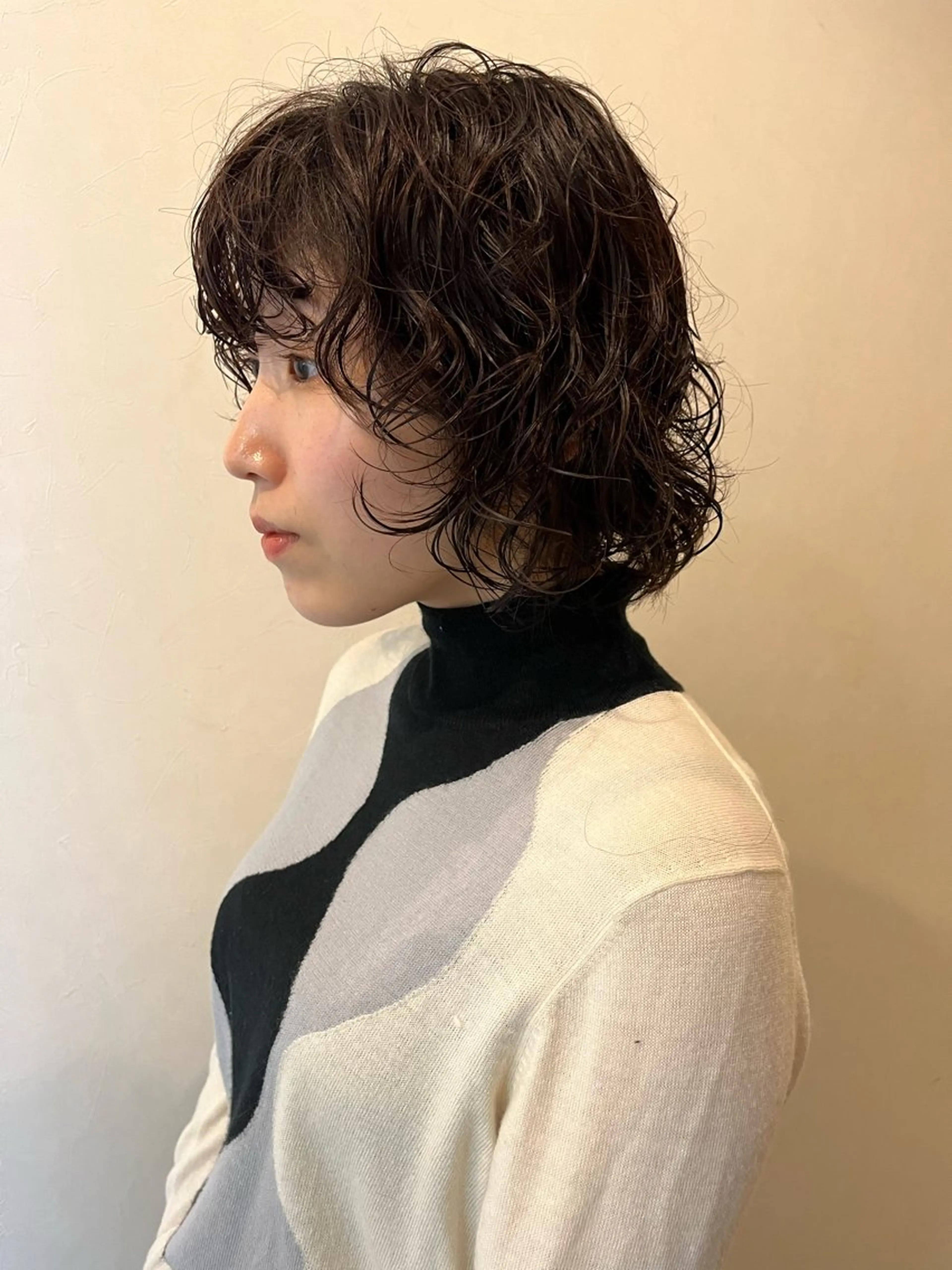 ミディアム パーマ ミディアムパーマ ボブ カット パーマ トリートメント 金井京介/レイヤー /ボブパーマのヘアスタイル