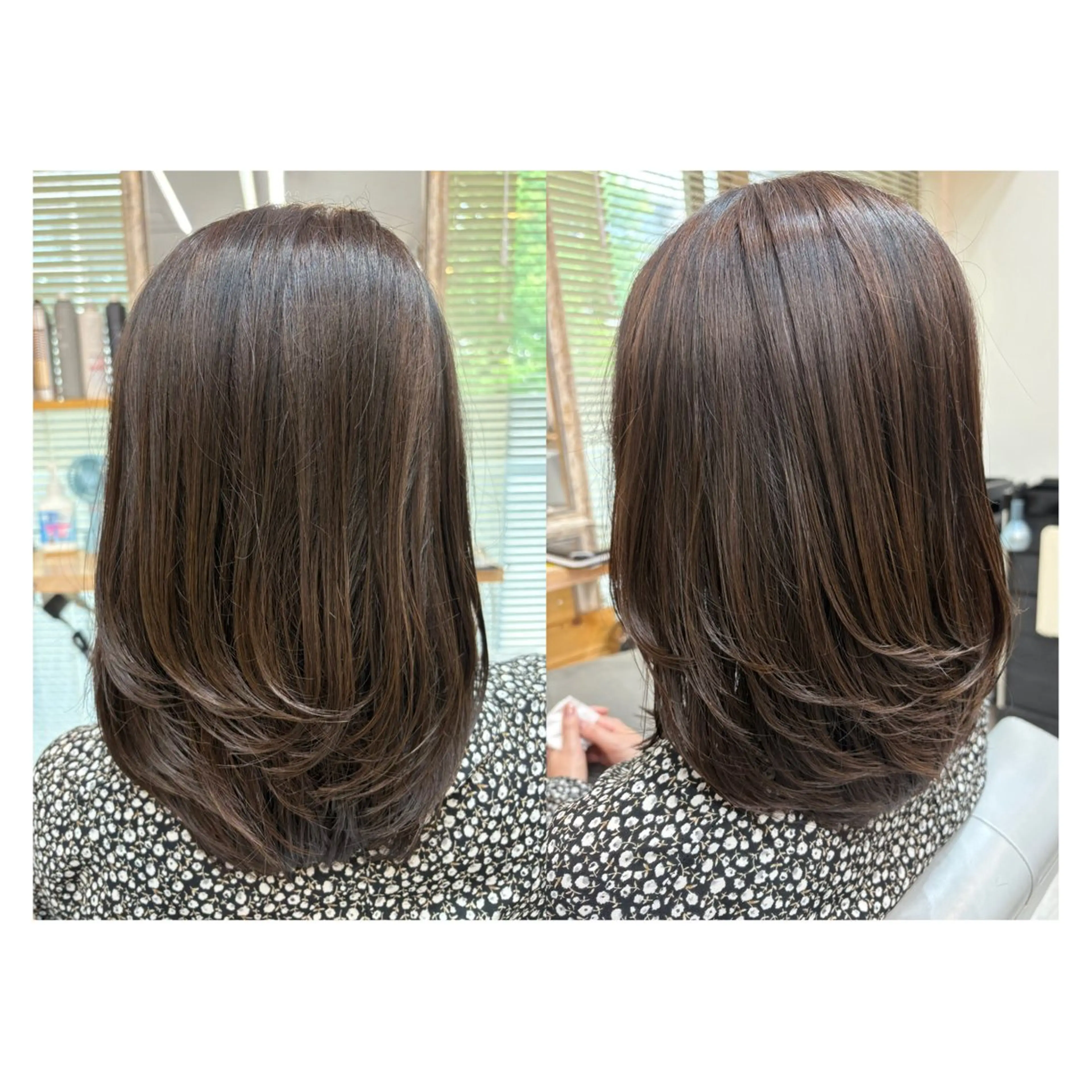 ミディアム レイヤーカット・ 縮毛矯正 星野のヘアスタイル