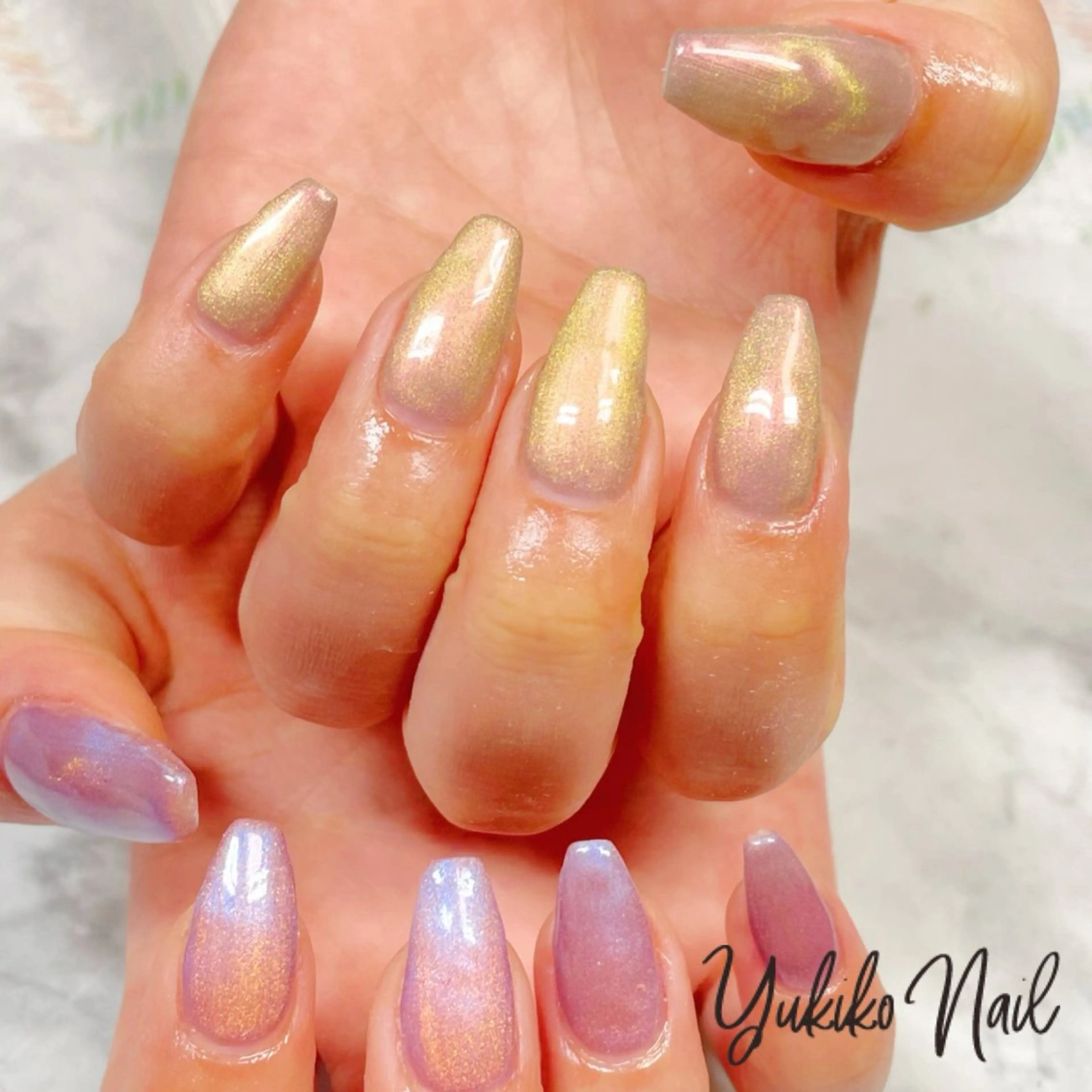 ネイル ハート キラキラネイル マグネットネイル ワンカラーネイル ユキコ ネイルのネイルデザイン