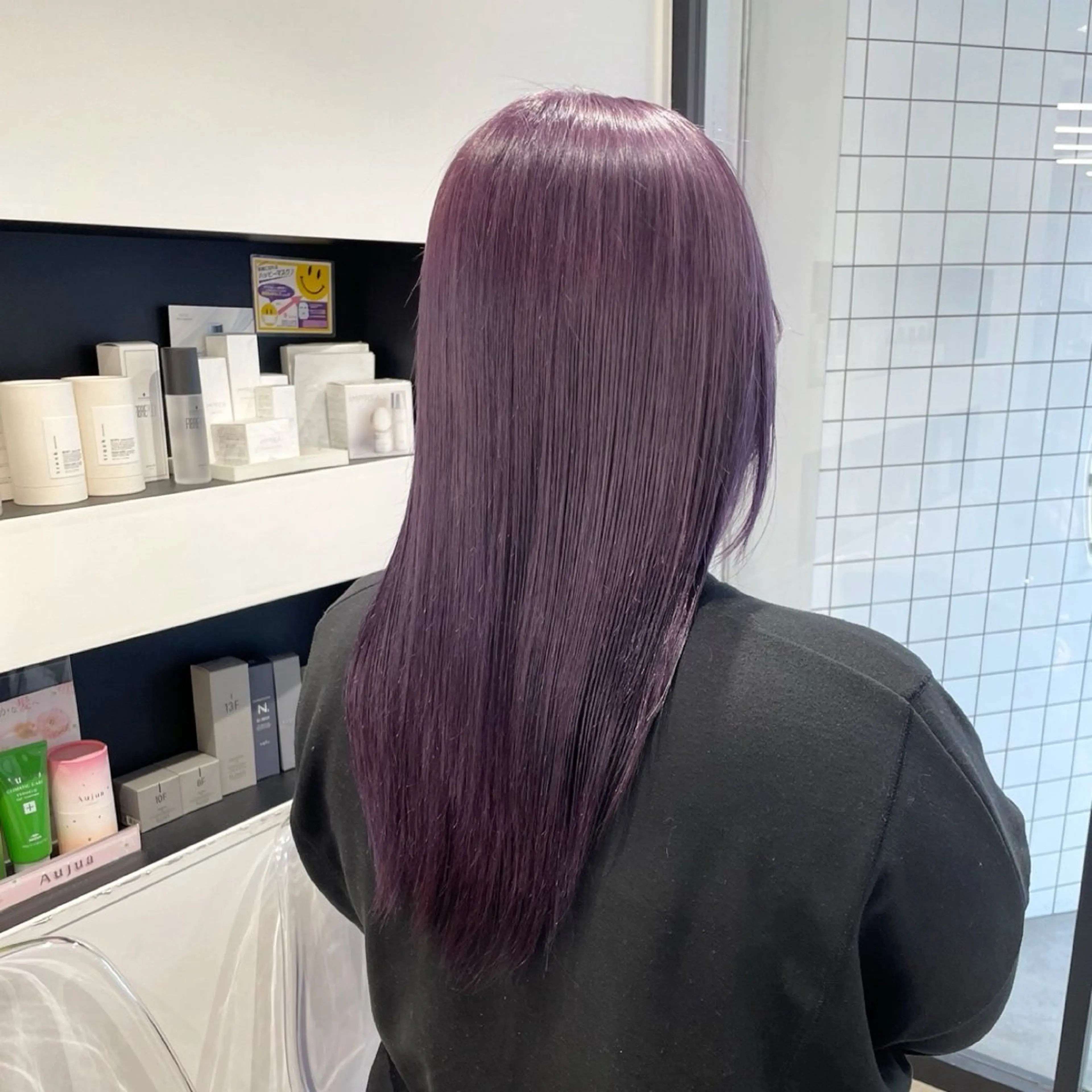 ロング カラー パーマ ヘアアレンジ メンズ ラベンダーカラー パープルカラー トリートメント mona/ ストレートスタイル✨のヘアスタイル