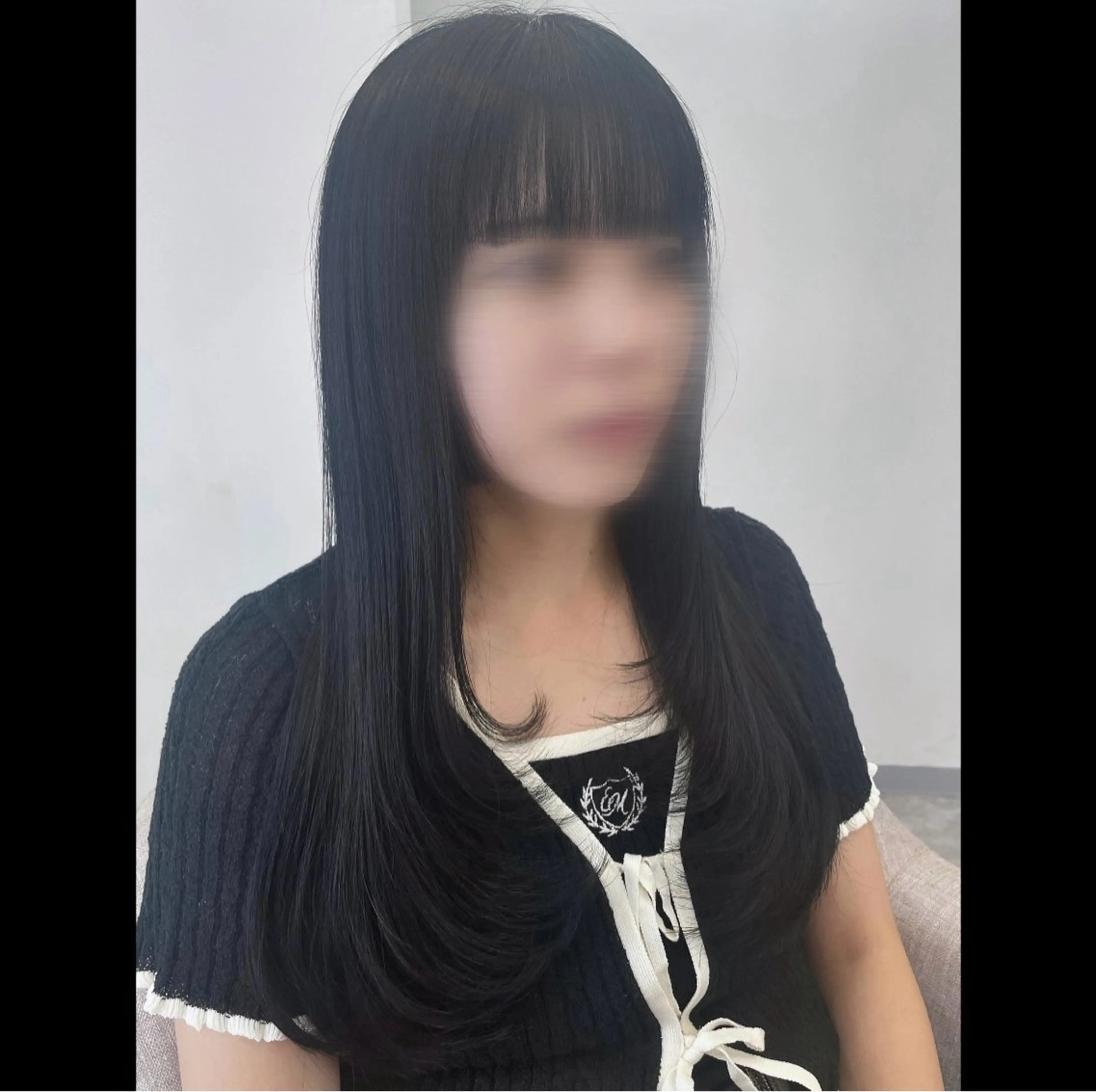 ロング カラー ヘアアレンジ 黒髪 ブルーカラー ブルーブラック 顔周りカット レイヤーカット カット ヘアカラー 🖤kana/艶髪/ 韓国風カラー🖤のヘアスタイル