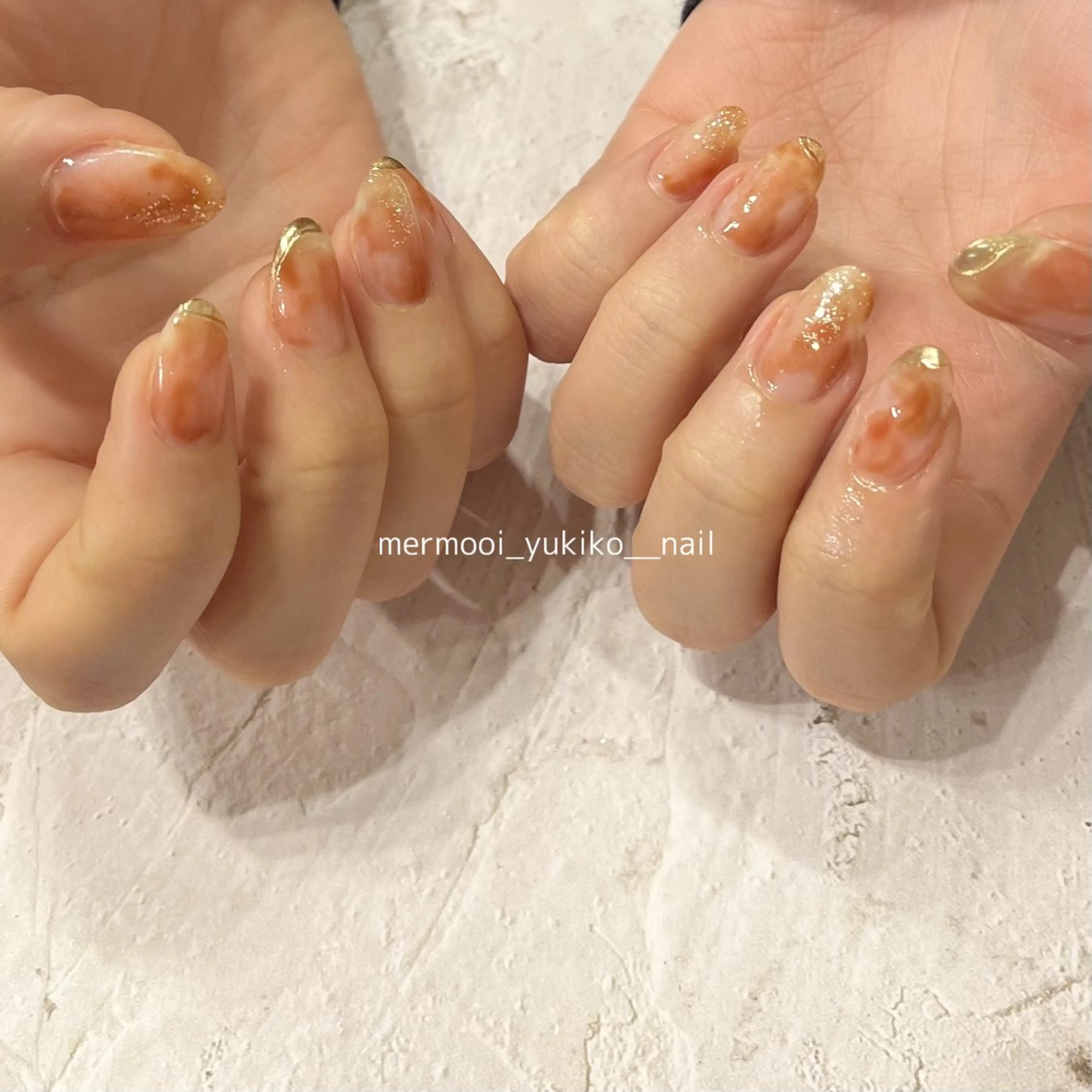ネイル クリアネイル ジェルネイル ゴールド 韓国ネイル ラメ(グリッター) ハンドネイル melu所属・melu yukikoのネイルデザイン